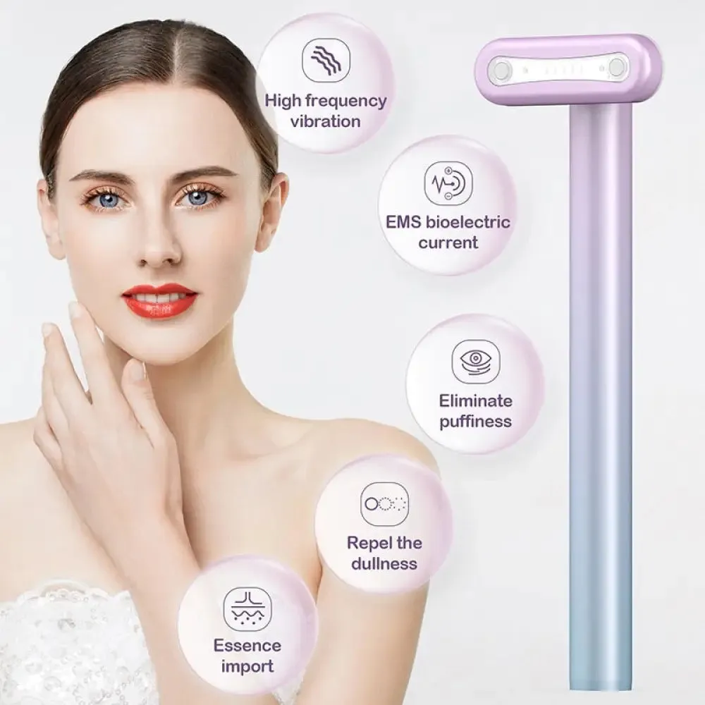 4 in 1 Ems Facial Wand Led Red Light Therapy Facial Massage Tool for Face Neck