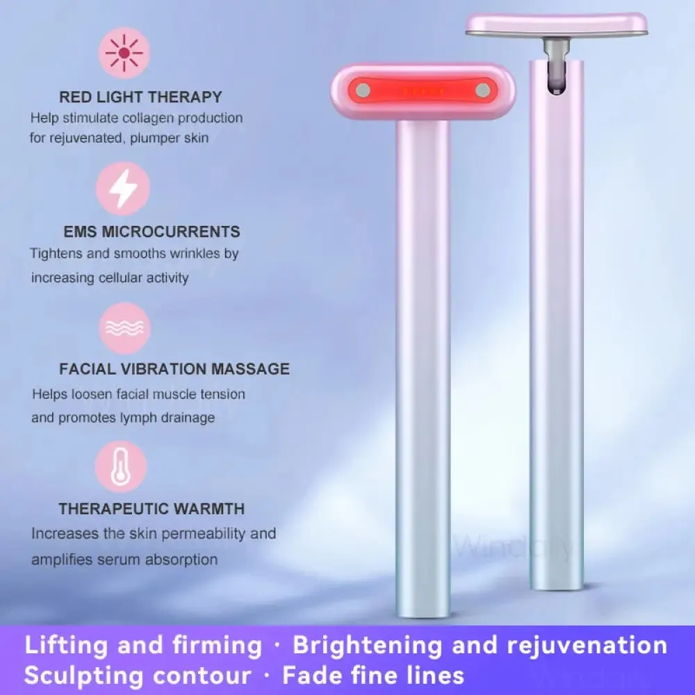 4 in 1 Ems Facial Wand Led Red Light Therapy Facial Massage Tool for Face Neck