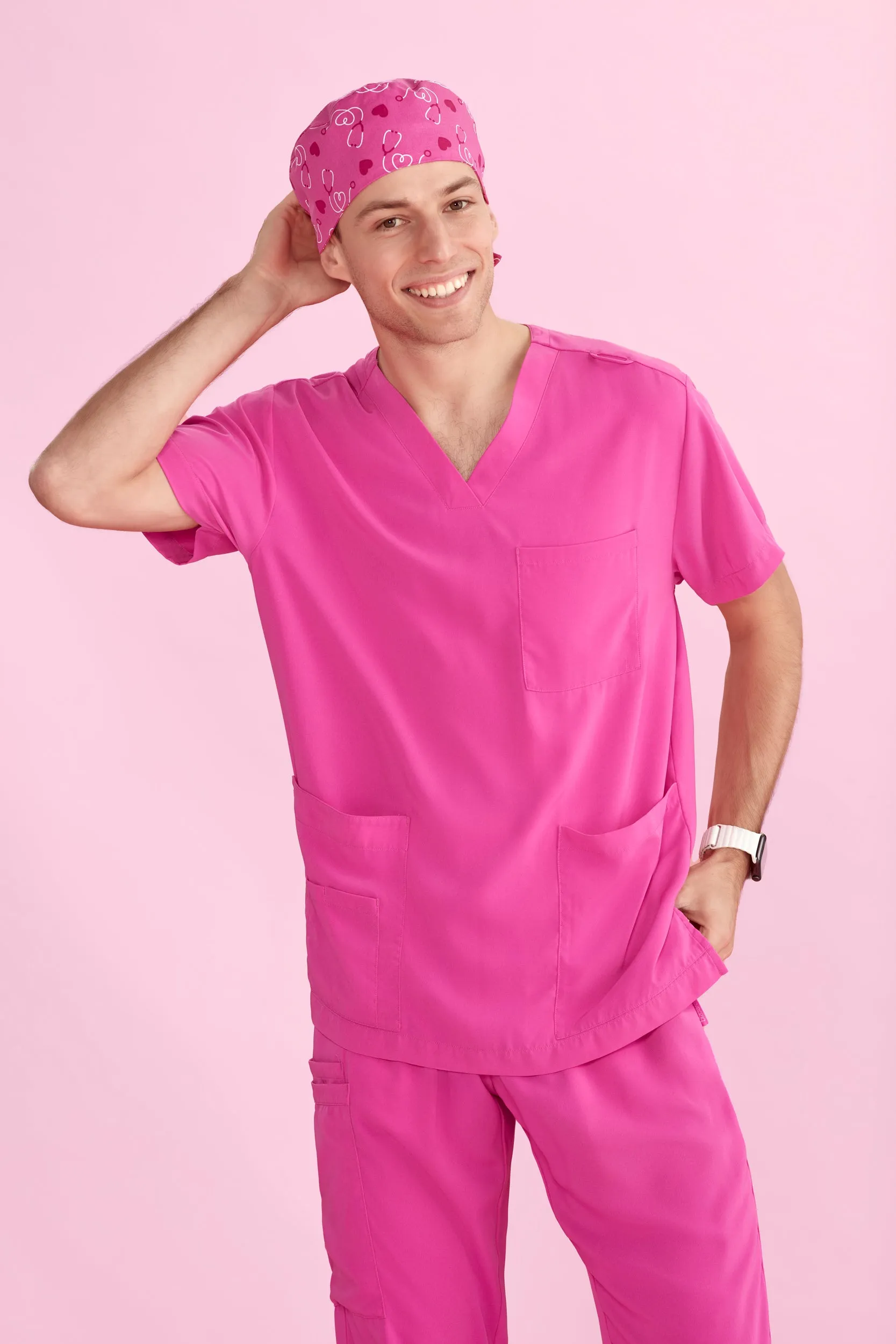 Biz Care Printed Unisex Scrub Cap - Pink for National Breast Cancer Foundation