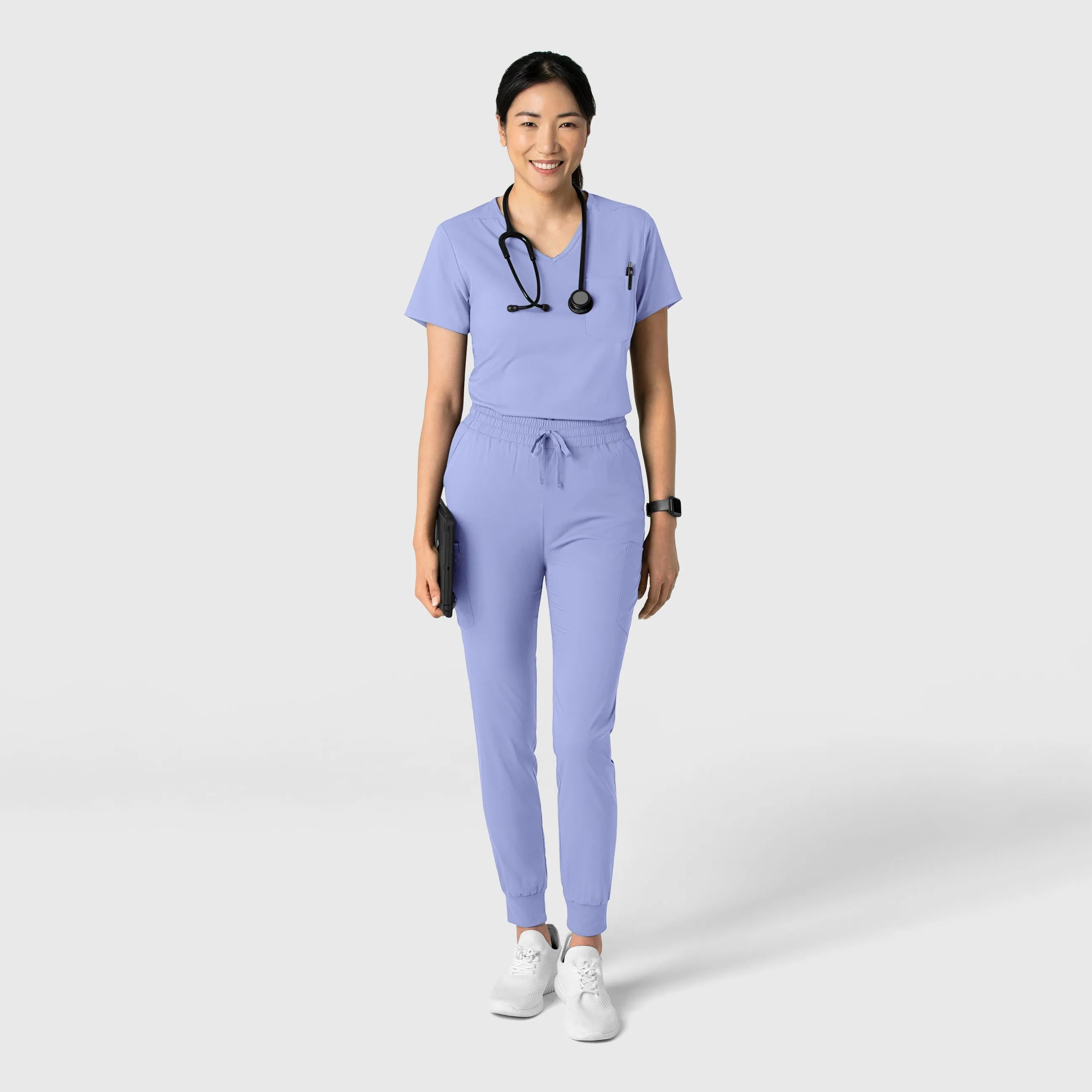 Boundless Women's Tuck-In Scrub Top - Ceil Blue