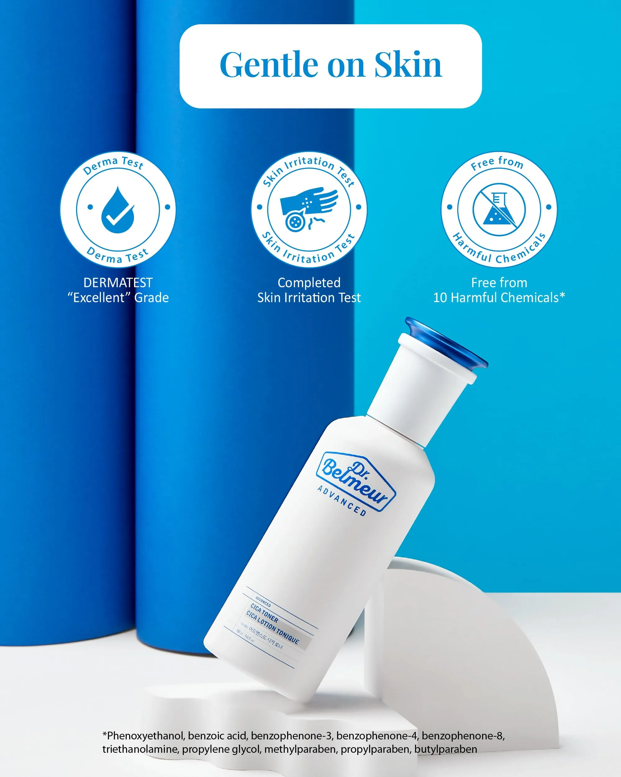 Dr. Belmeur Advanced CICA Toner (5.1fl oz) - Soothing, Hydrating for Sensitive Skin. Balances pH & Moisture. Korean Skin Care. Centella Asiatica, Panthenol.