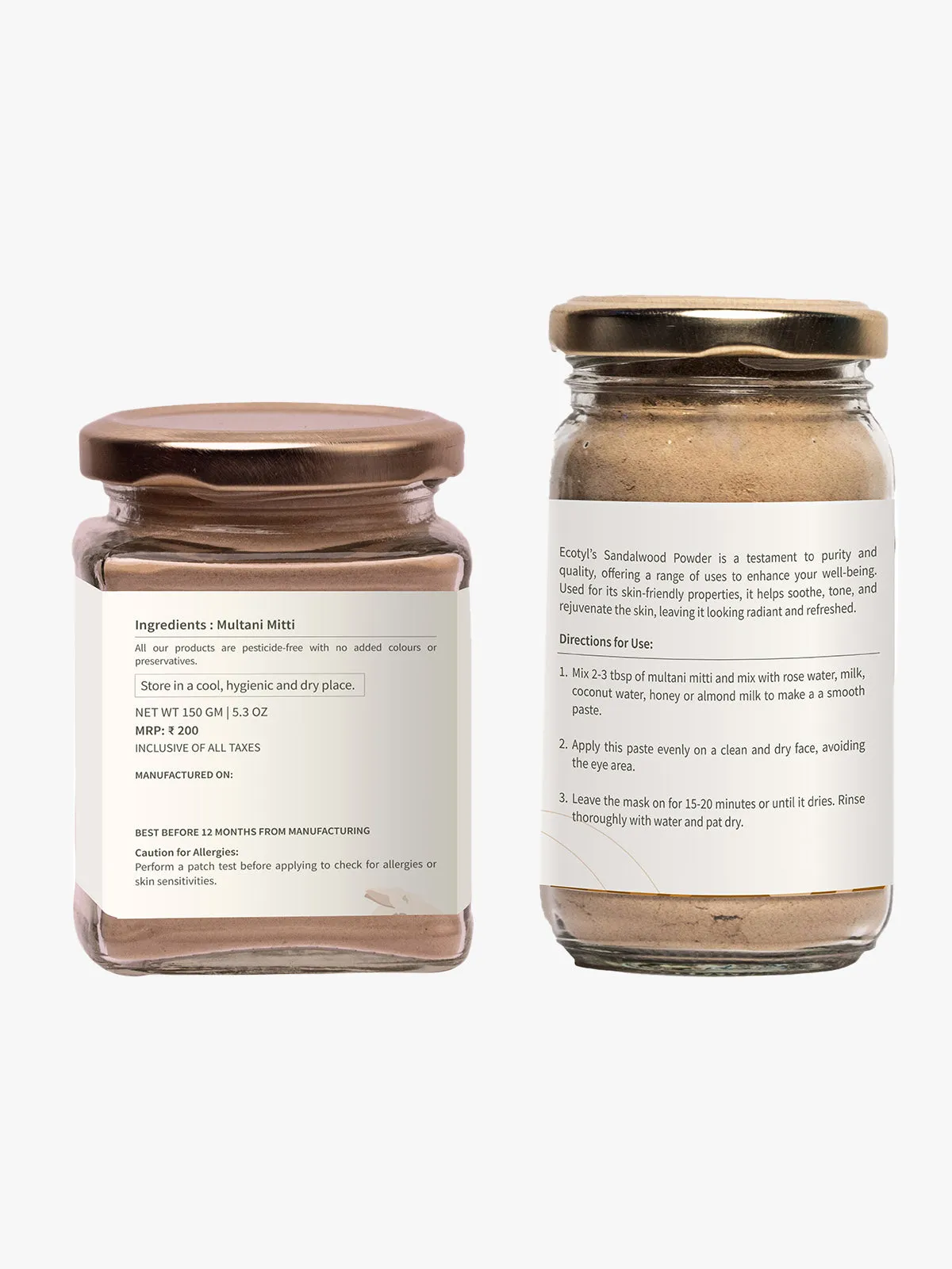Face Pack Combo Sandalwood Powder and Multani Mitti Duo