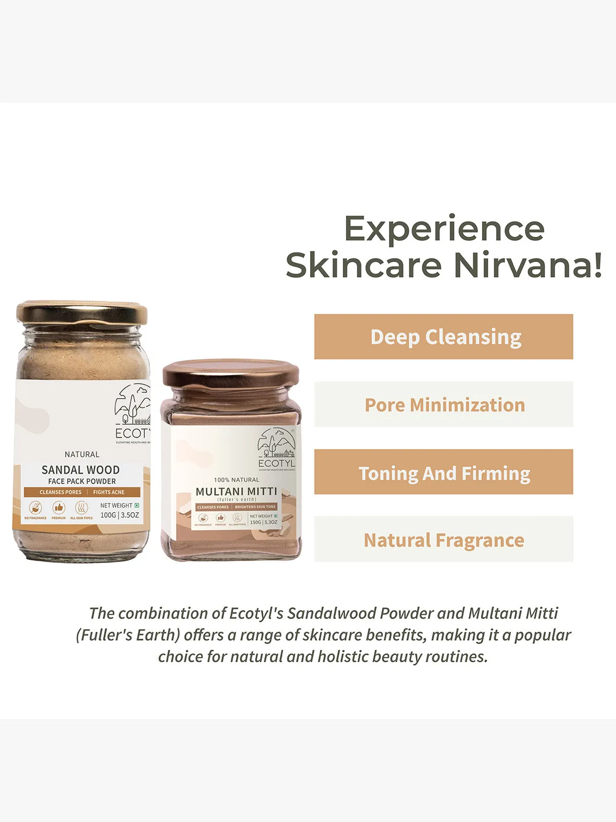 Face Pack Combo Sandalwood Powder and Multani Mitti Duo