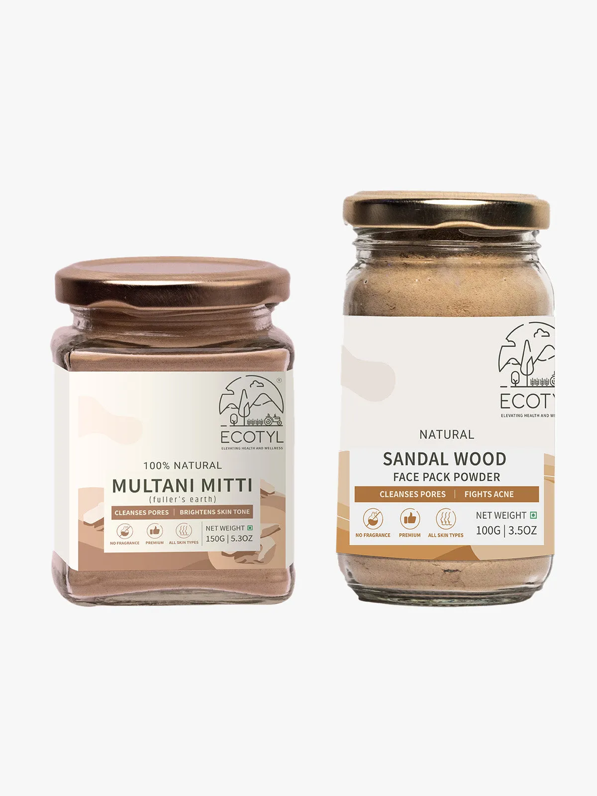 Face Pack Combo Sandalwood Powder and Multani Mitti Duo