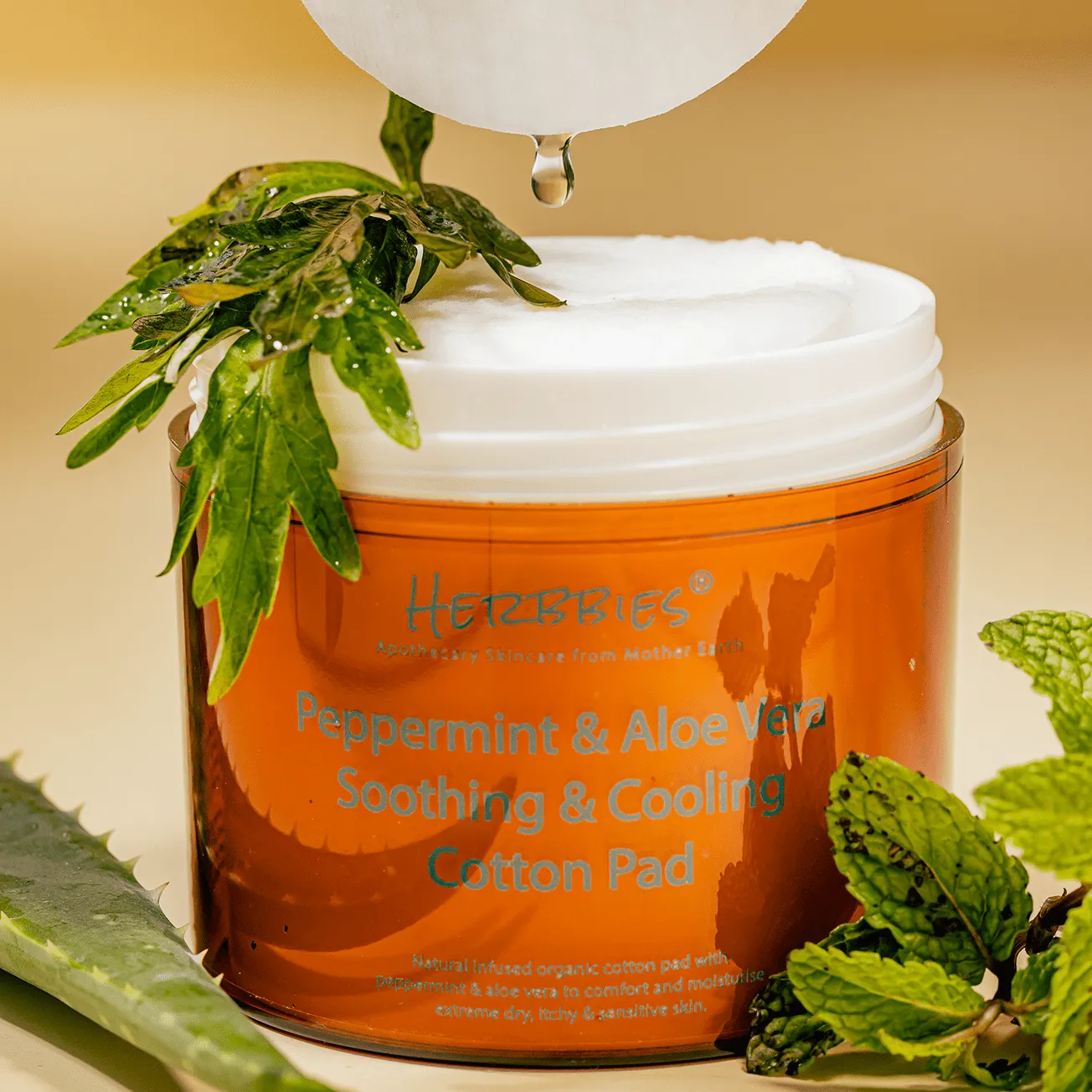 Herbbies Peppermint & Aloe Vera Soothing & Cooling Cotton Pad