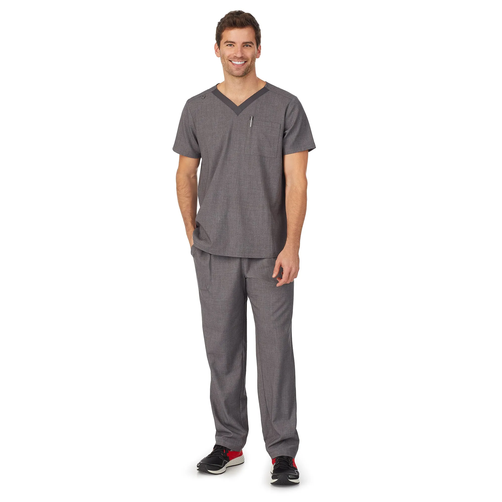 Mens Scrub V-Neck Top with Chest Pocket