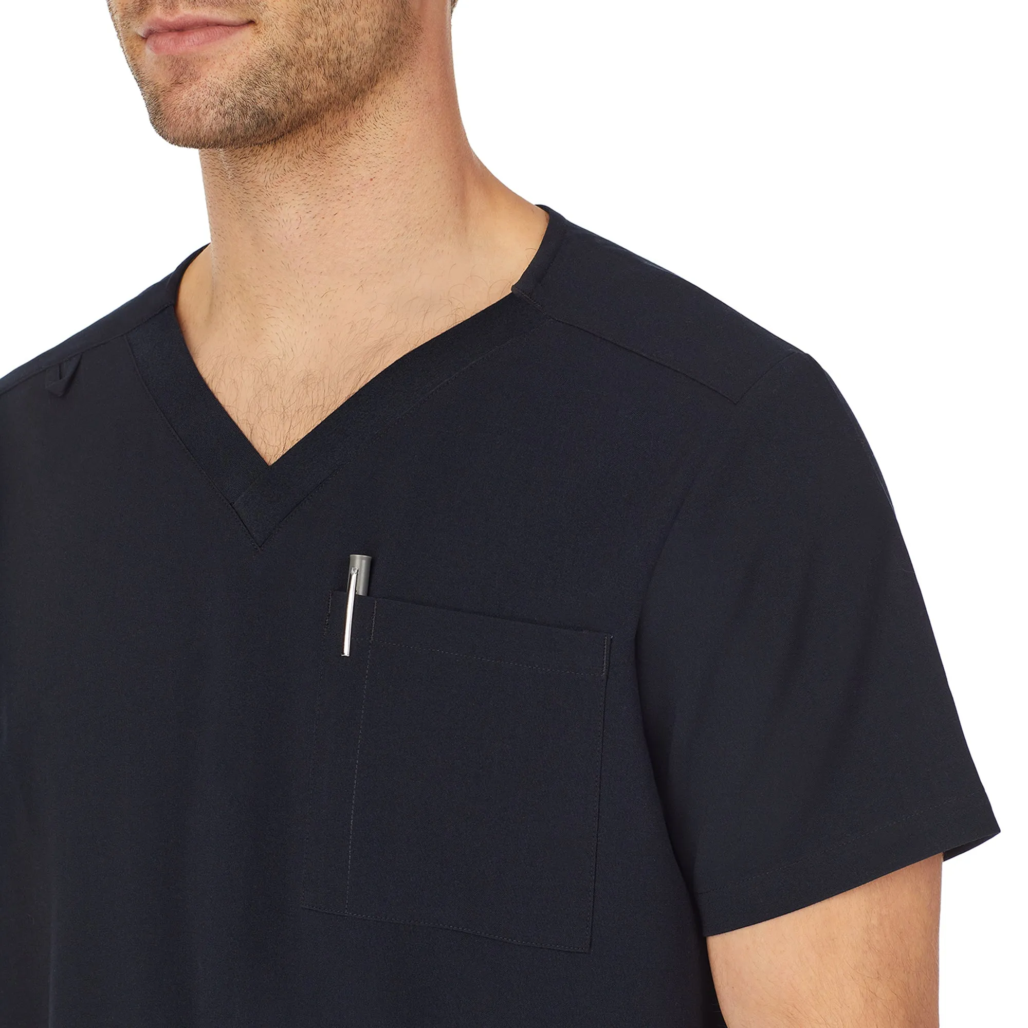 Mens Scrub V-Neck Top with Chest Pocket