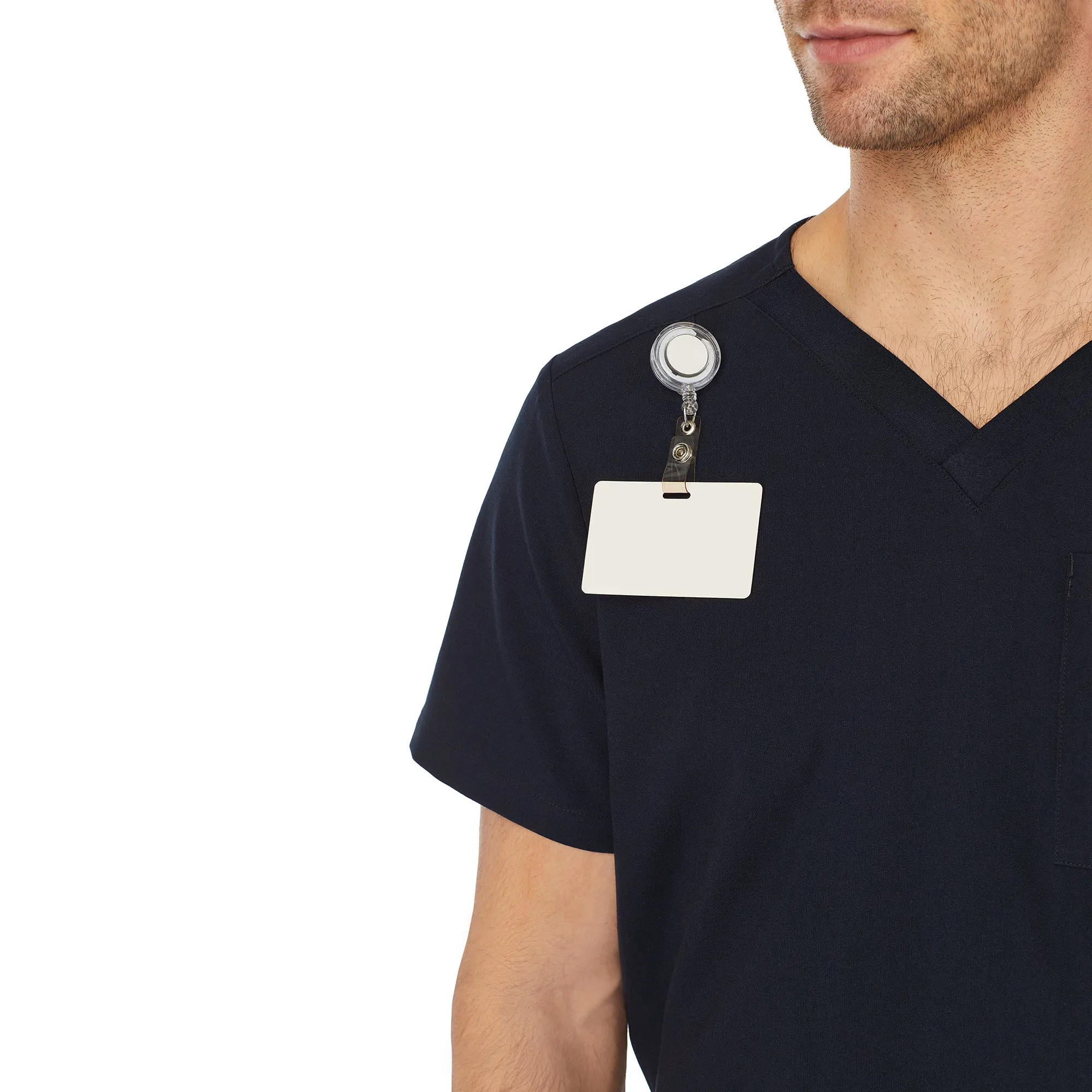 Mens Scrub V-Neck Top with Chest Pocket