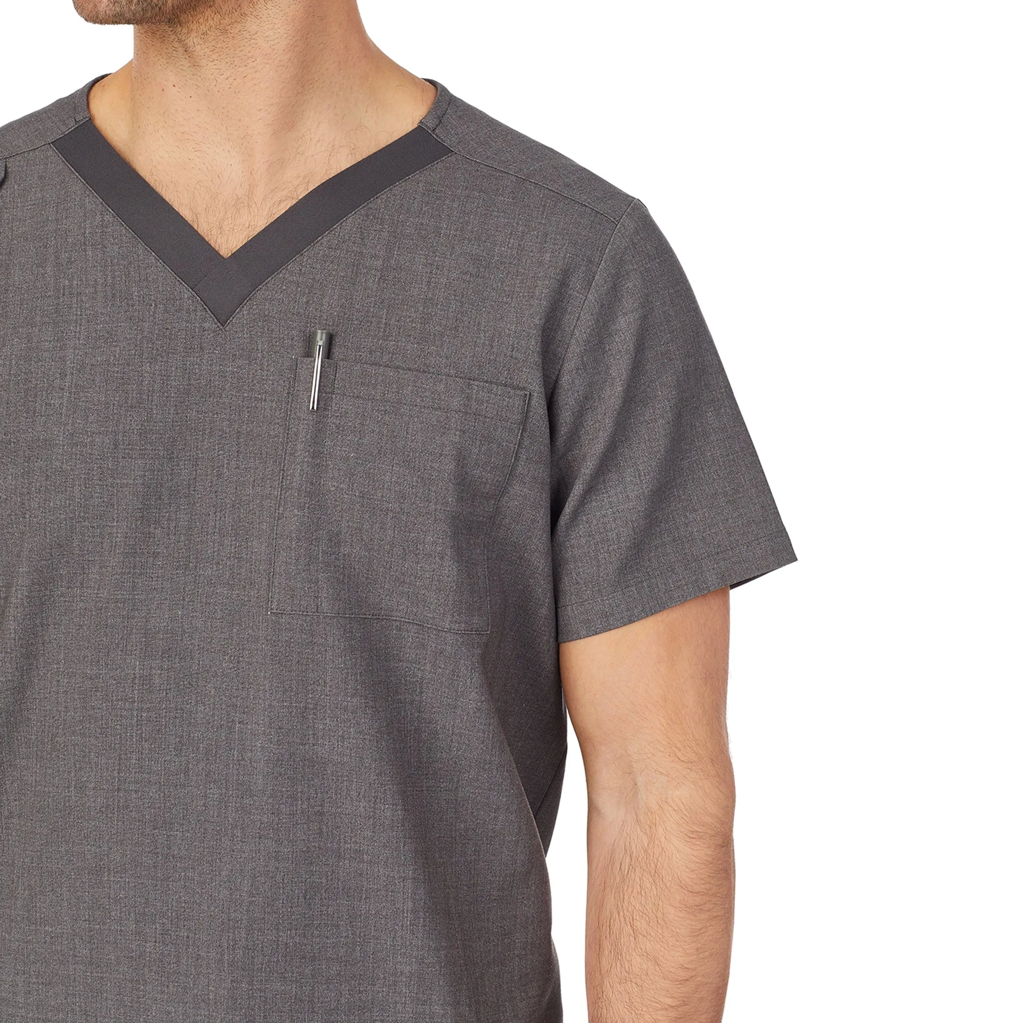 Mens Scrub V-Neck Top with Chest Pocket