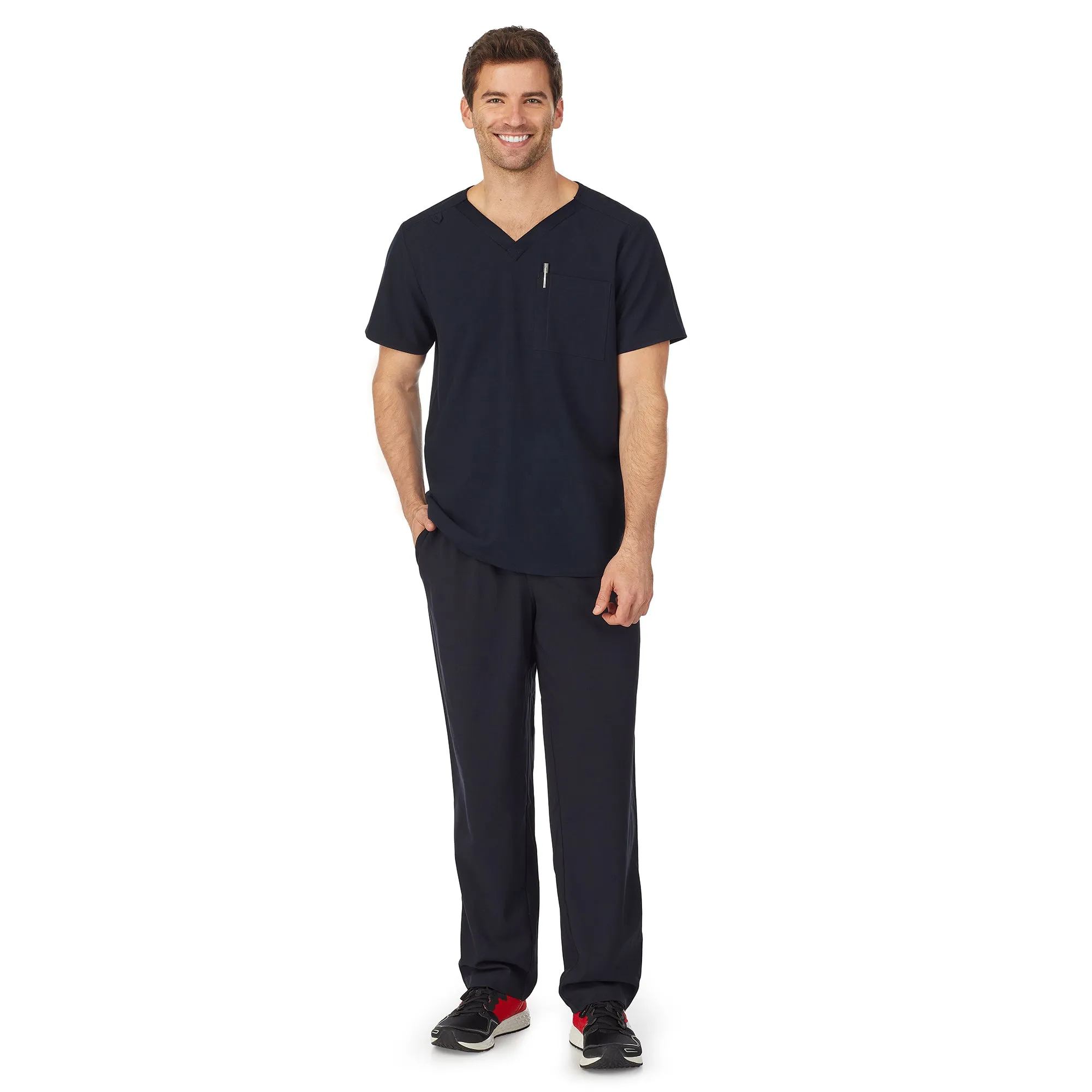 Mens Scrub V-Neck Top with Chest Pocket