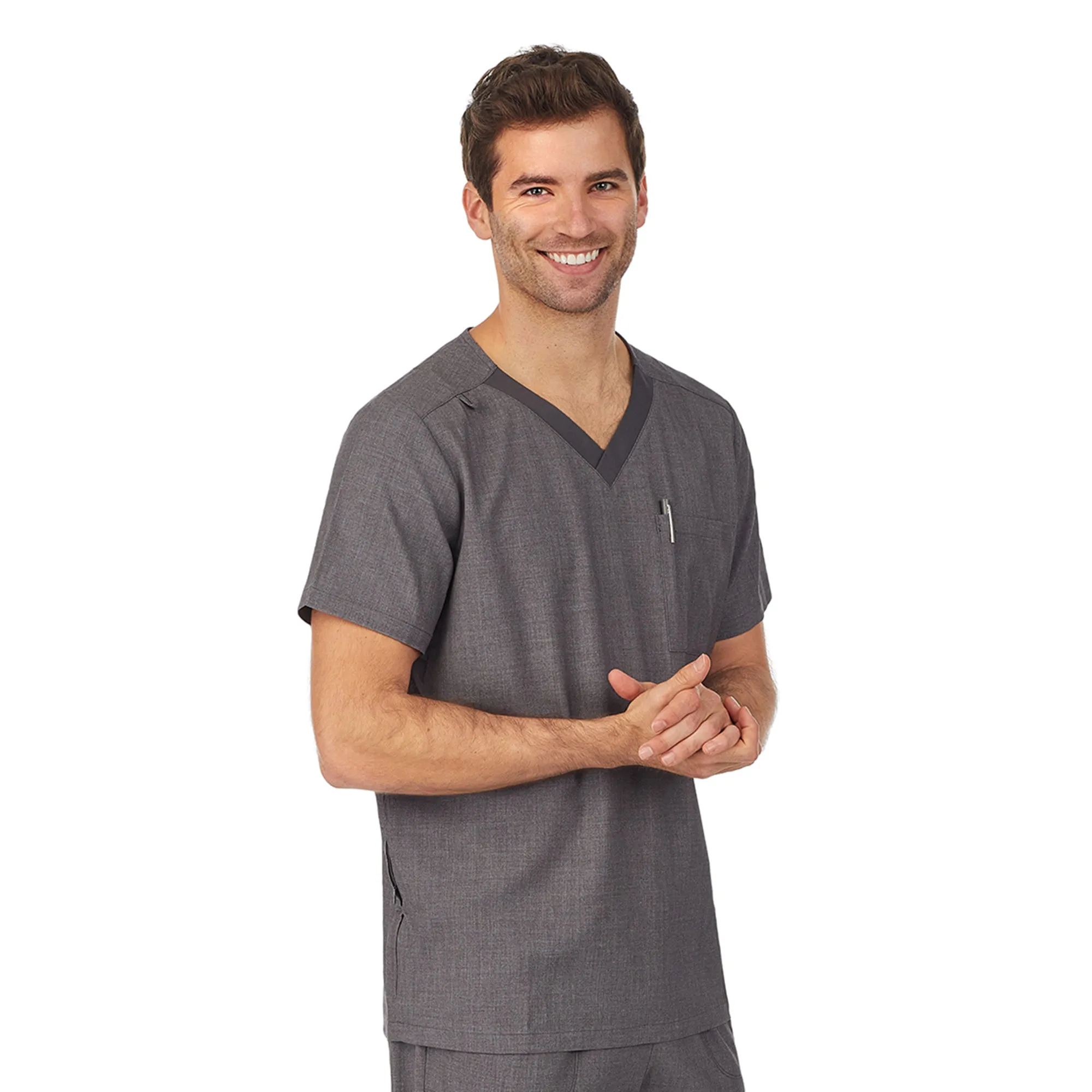 Mens Scrub V-Neck Top with Pockets