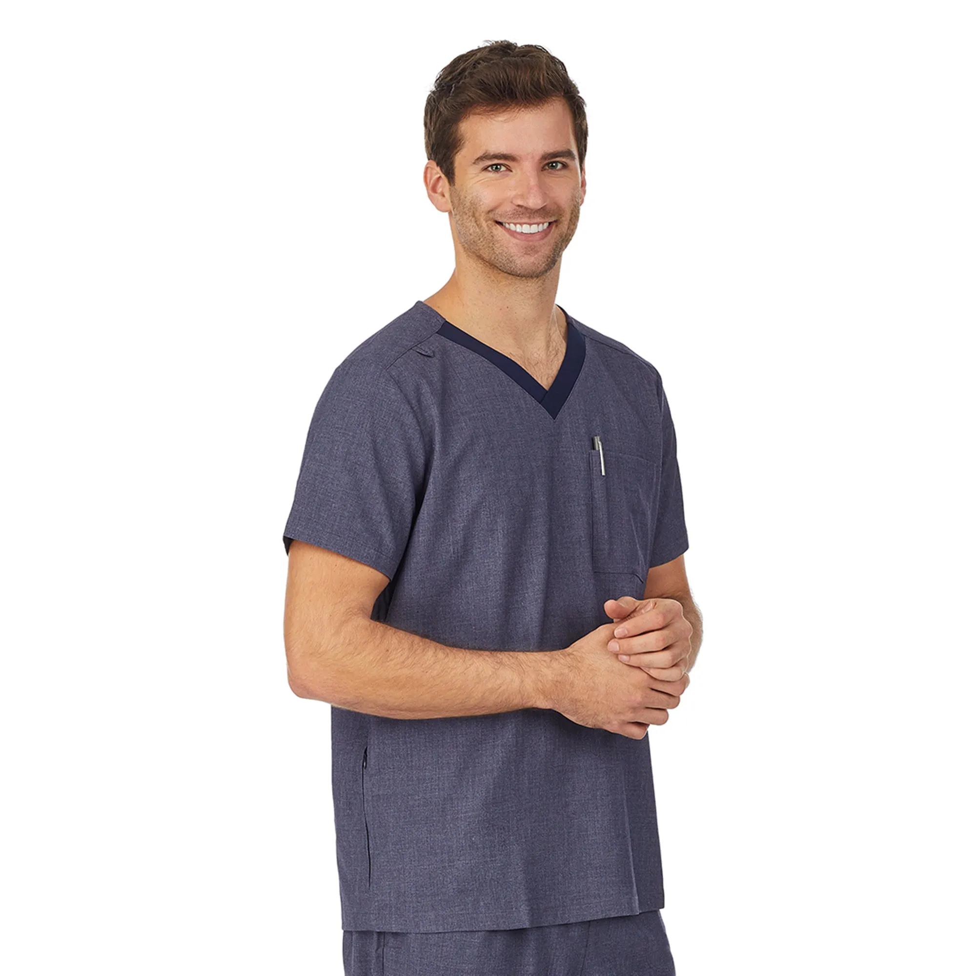 Mens Scrub V-Neck Top with Pockets