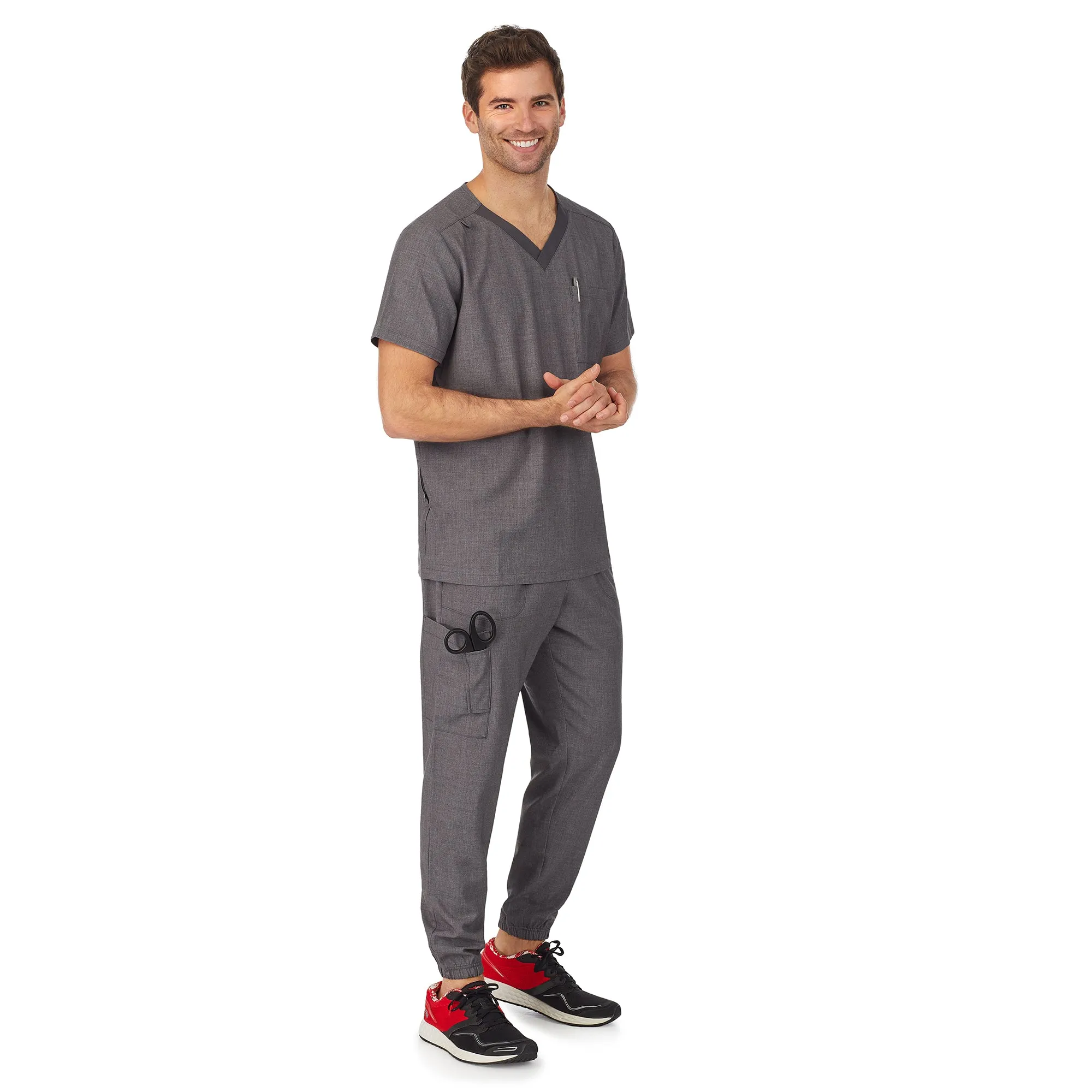 Mens Scrub V-Neck Top with Pockets