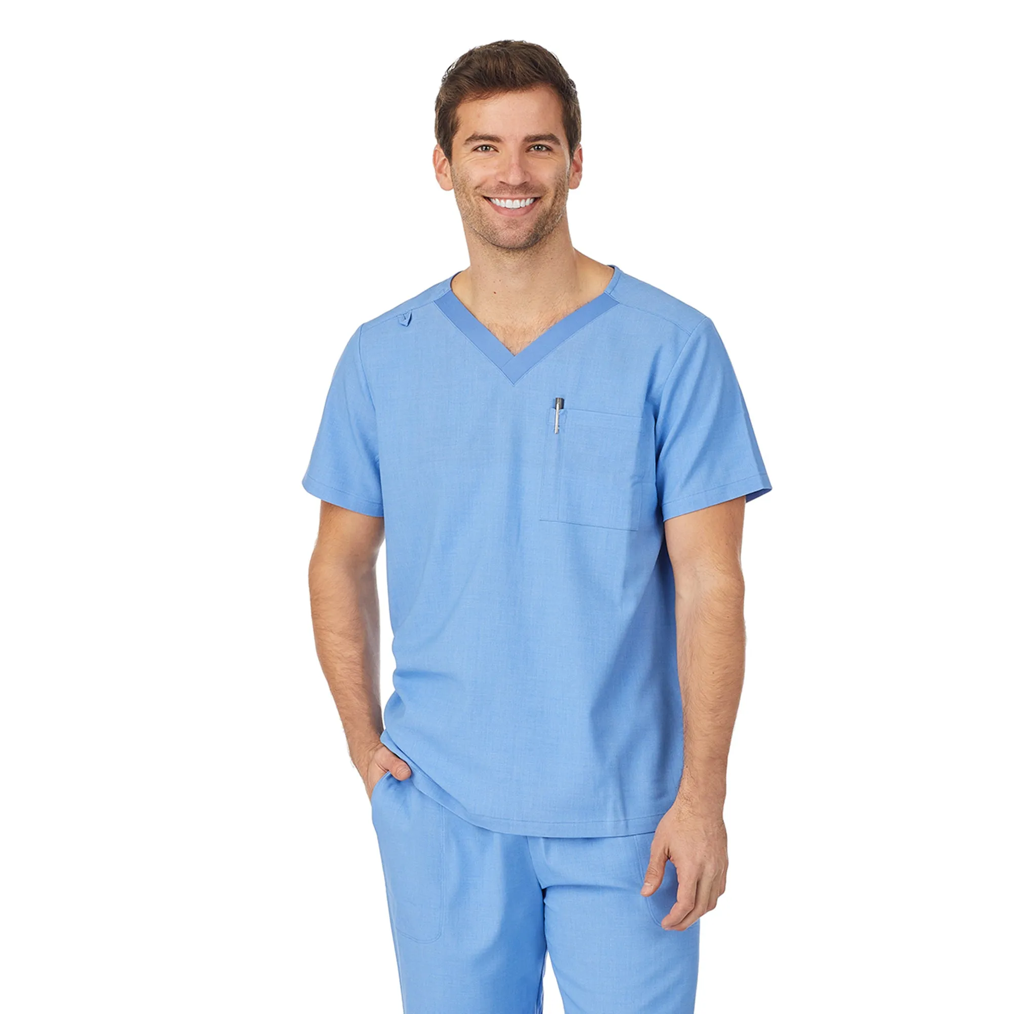 Mens Scrub V-Neck Top with Pockets