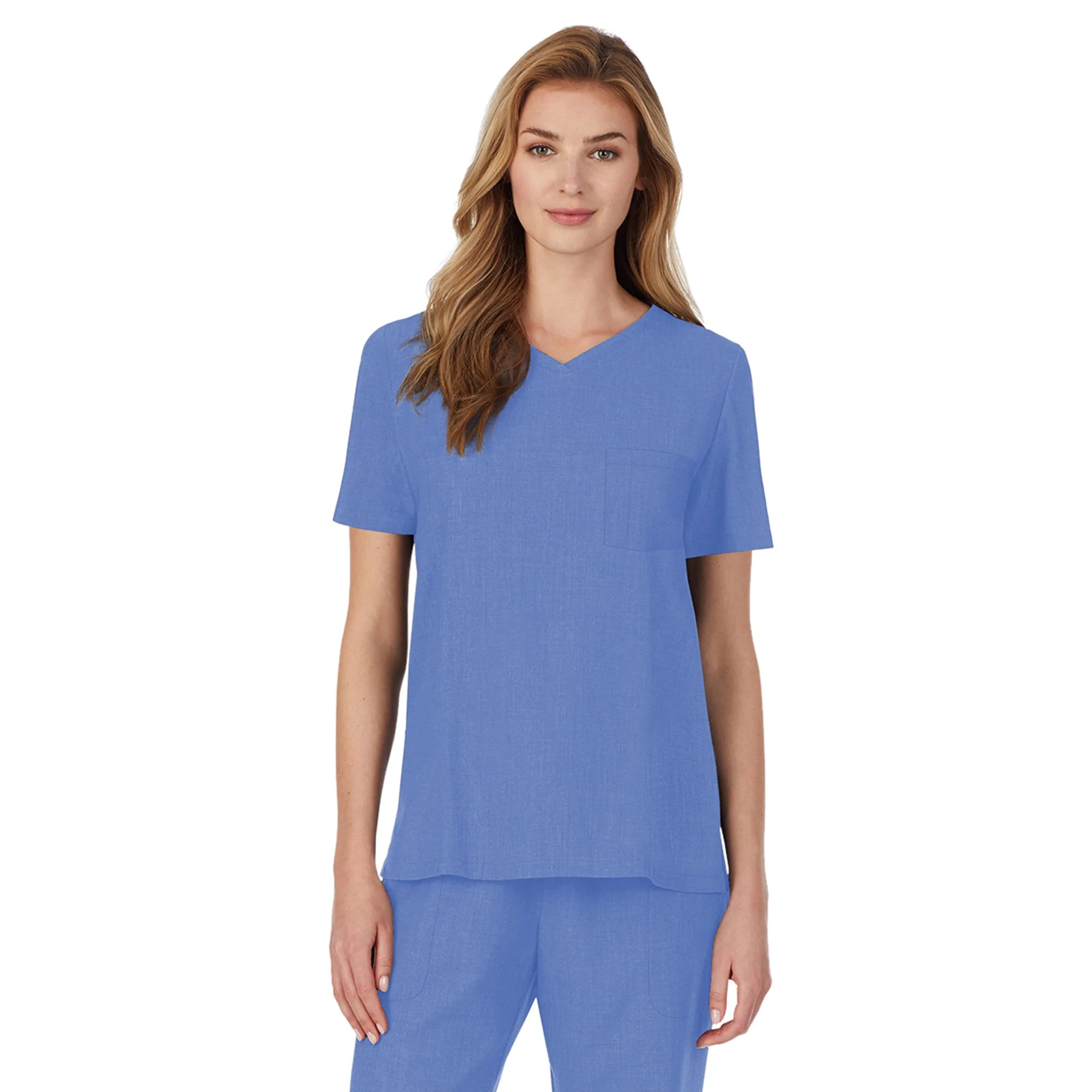 Womens Scrub V-Neck Top with Chest Pocket PETITE