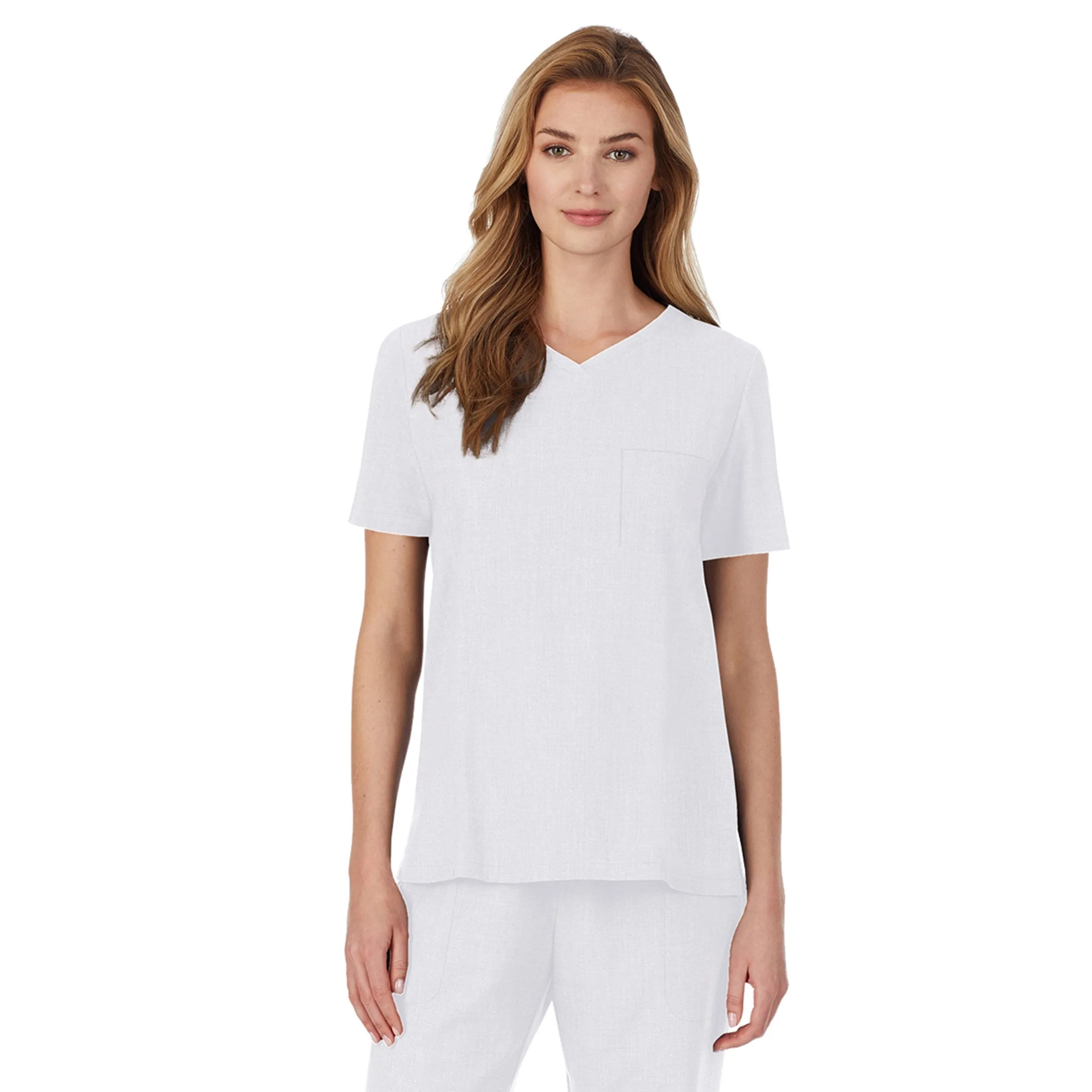 Womens Scrub V-Neck Top with Chest Pocket PETITE