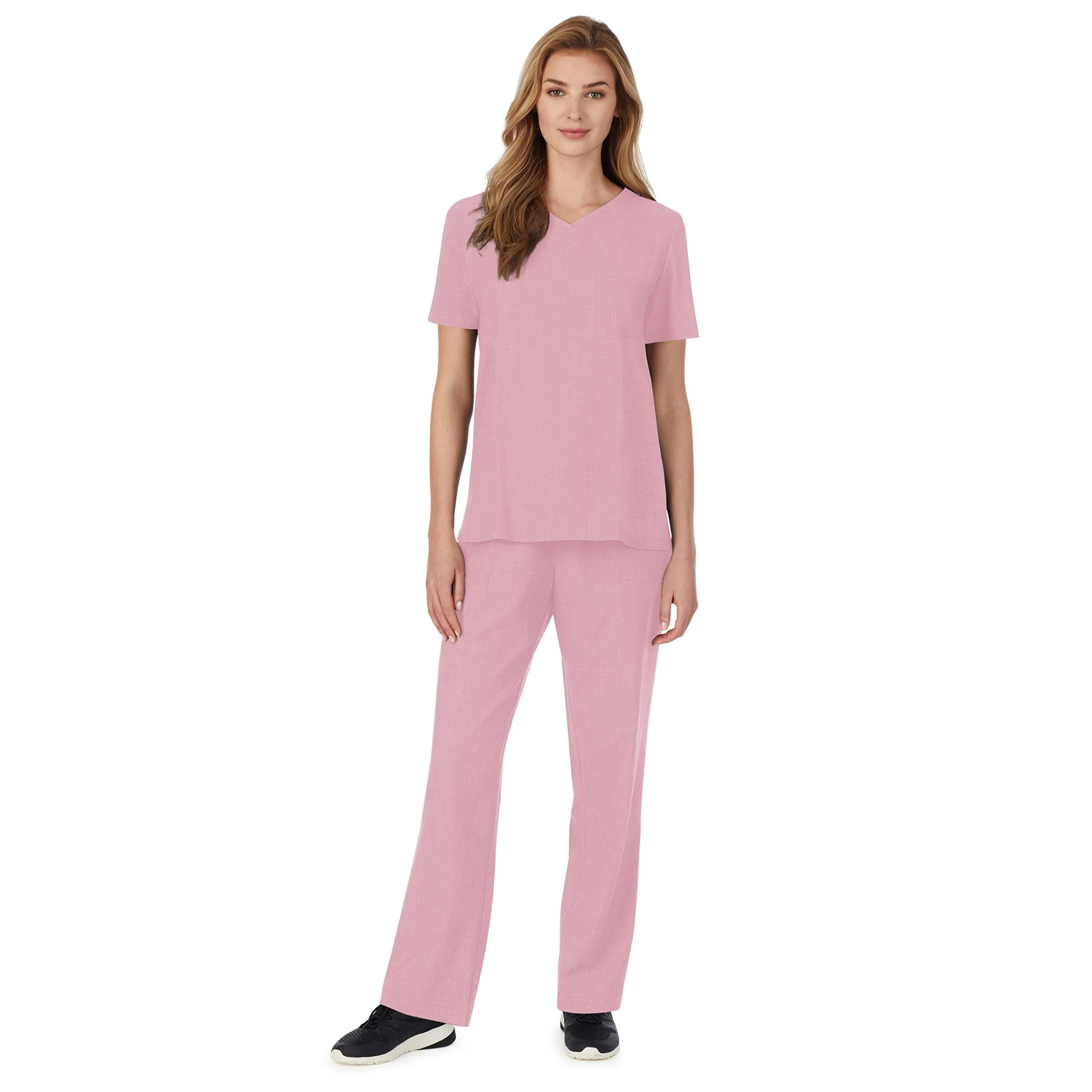 Womens Scrub V-Neck Top with Chest Pocket PETITE