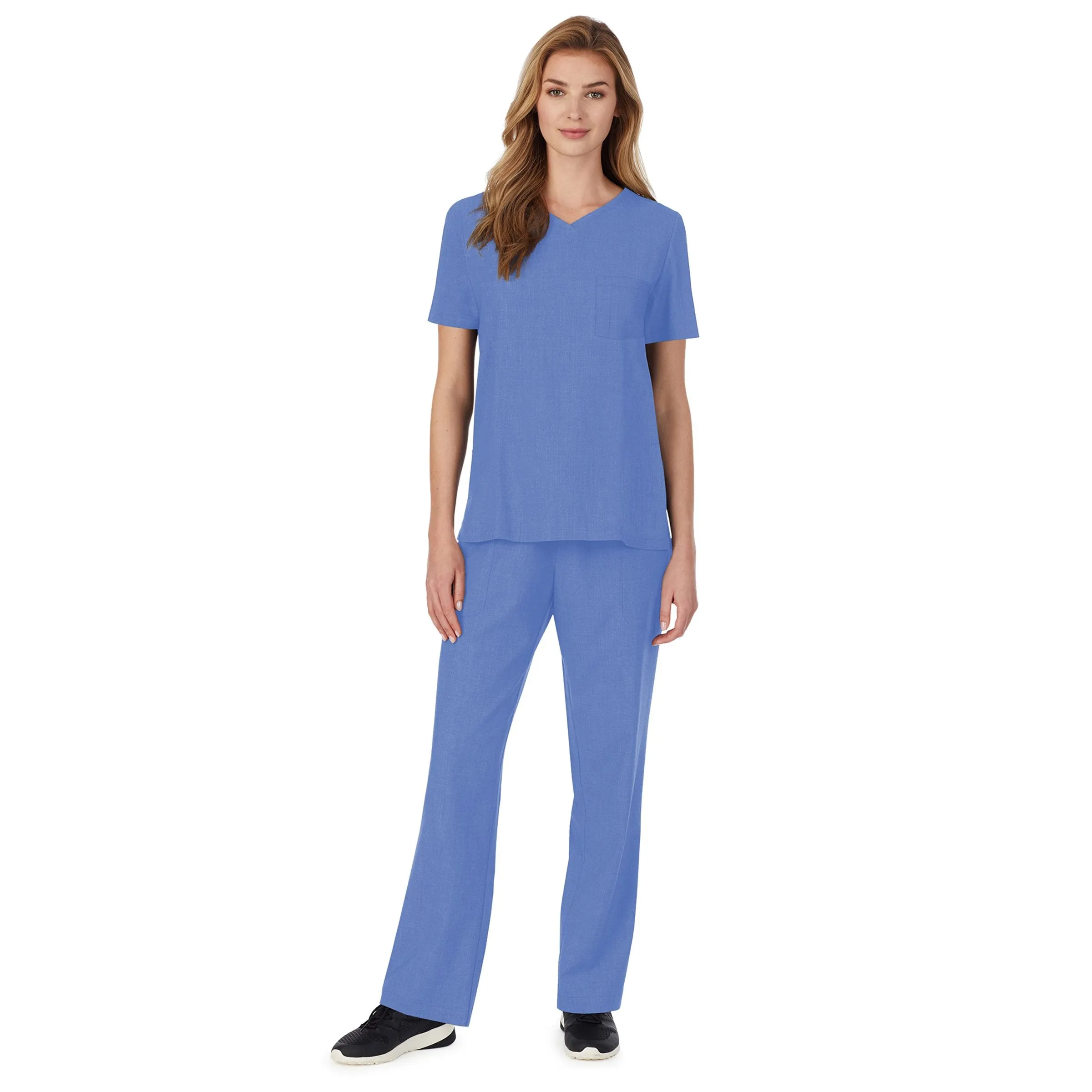 Womens Scrub V-Neck Top with Chest Pocket PETITE