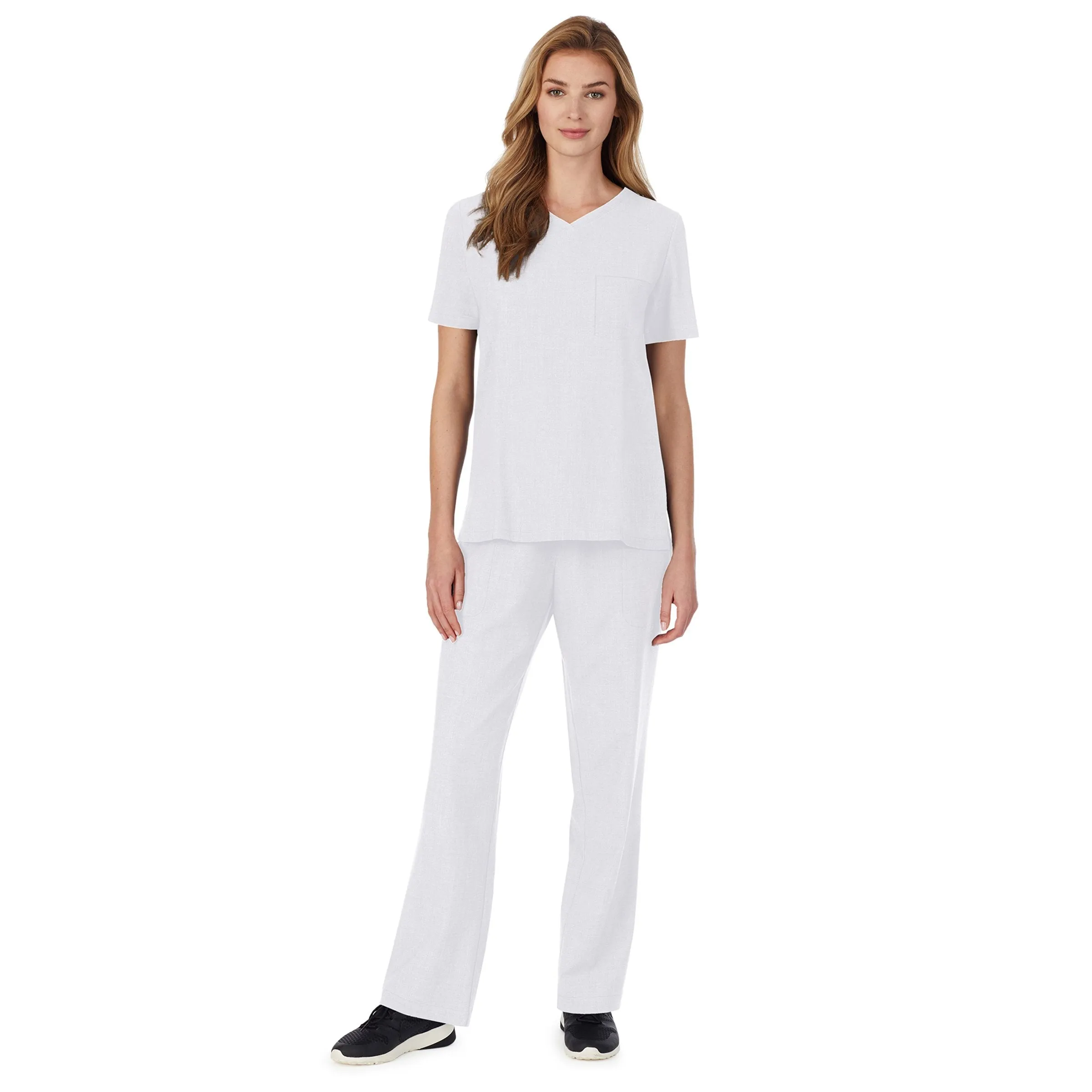 Womens Scrub V-Neck Top with Chest Pocket PETITE