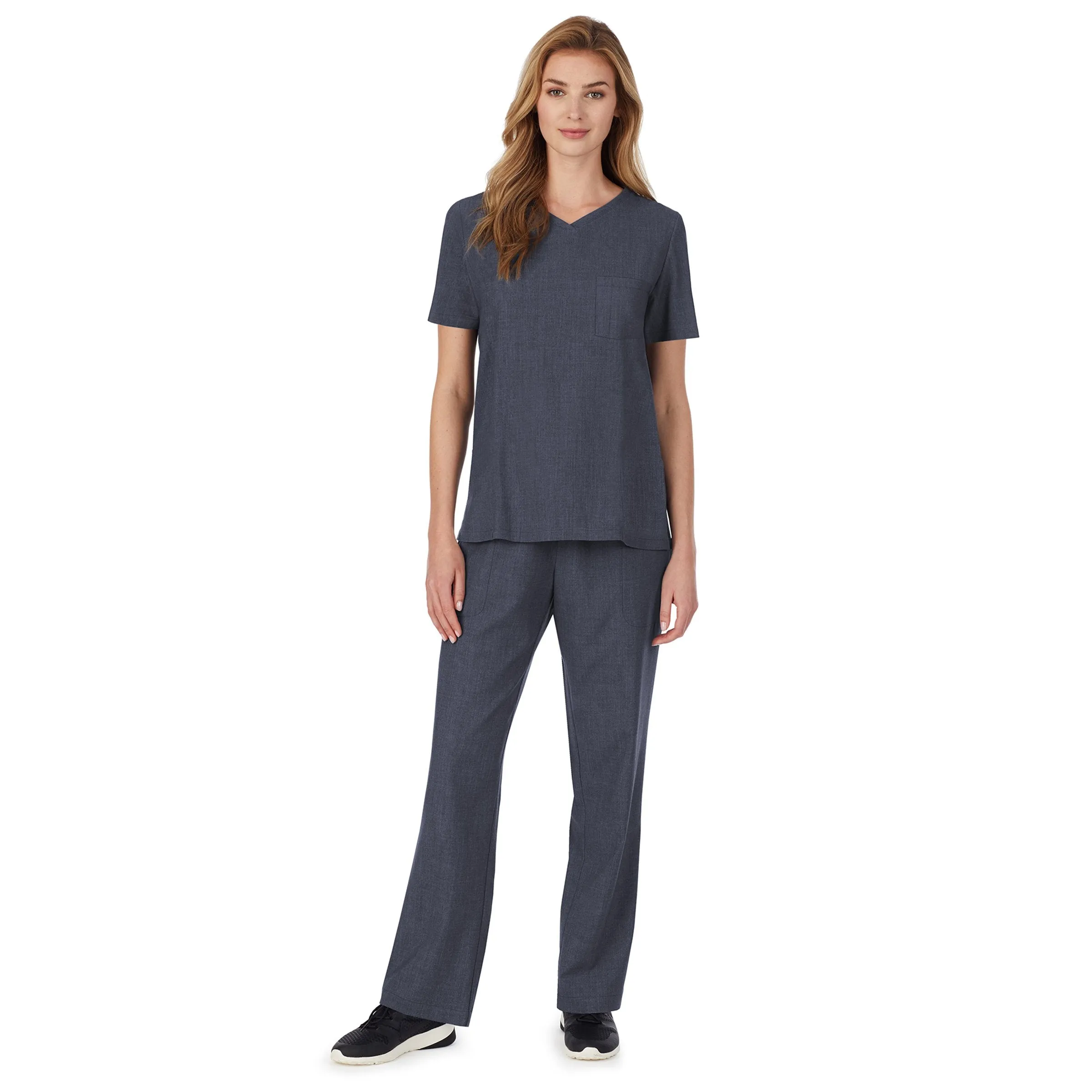 Womens Scrub V-Neck Top with Chest Pocket PETITE