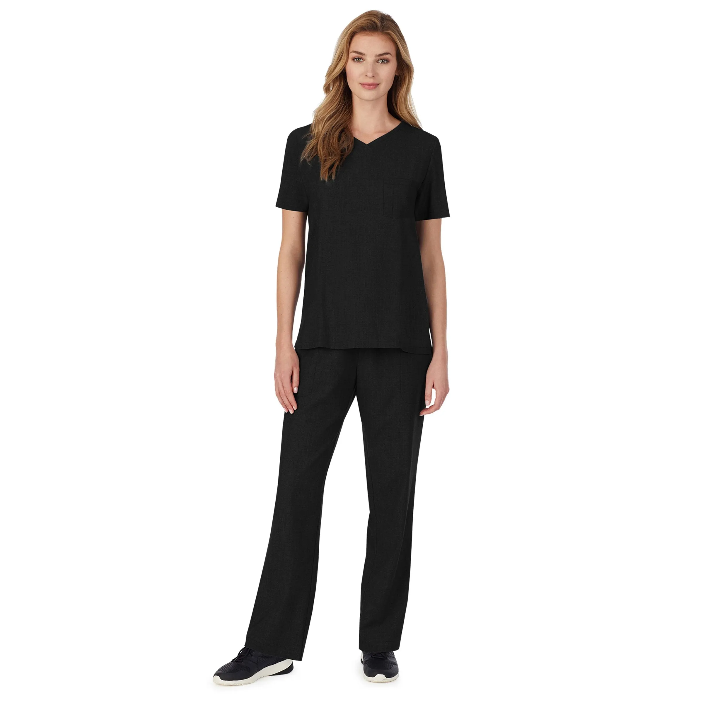 Womens Scrub V-Neck Top with Chest Pocket PETITE