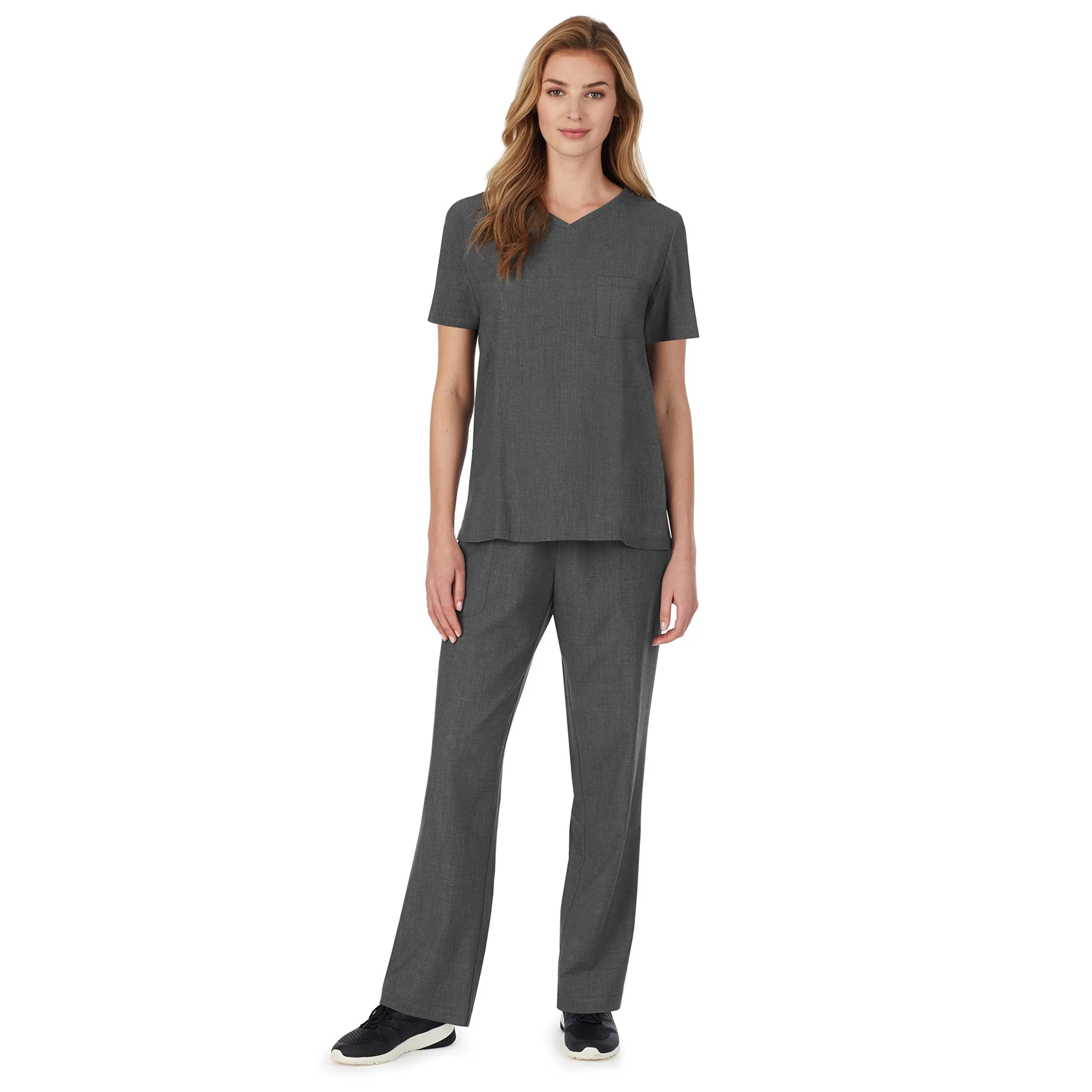 Womens Scrub V-Neck Top with Chest Pocket PETITE