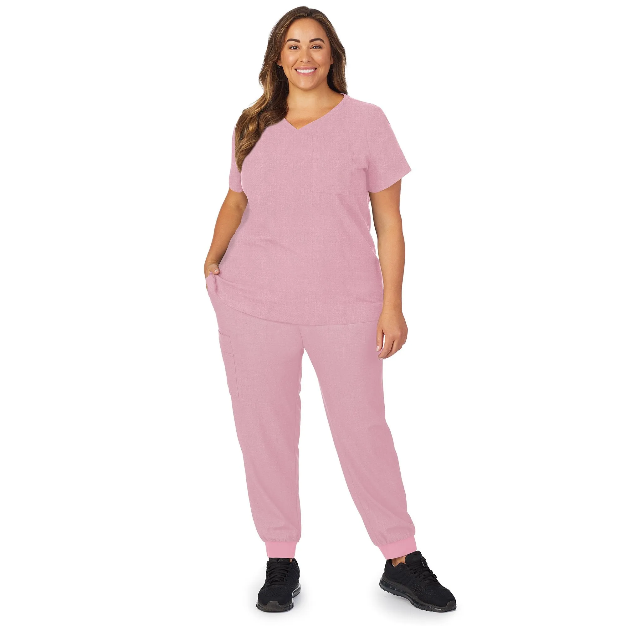 Womens Scrub V-Neck Top with Chest Pocket PLUS