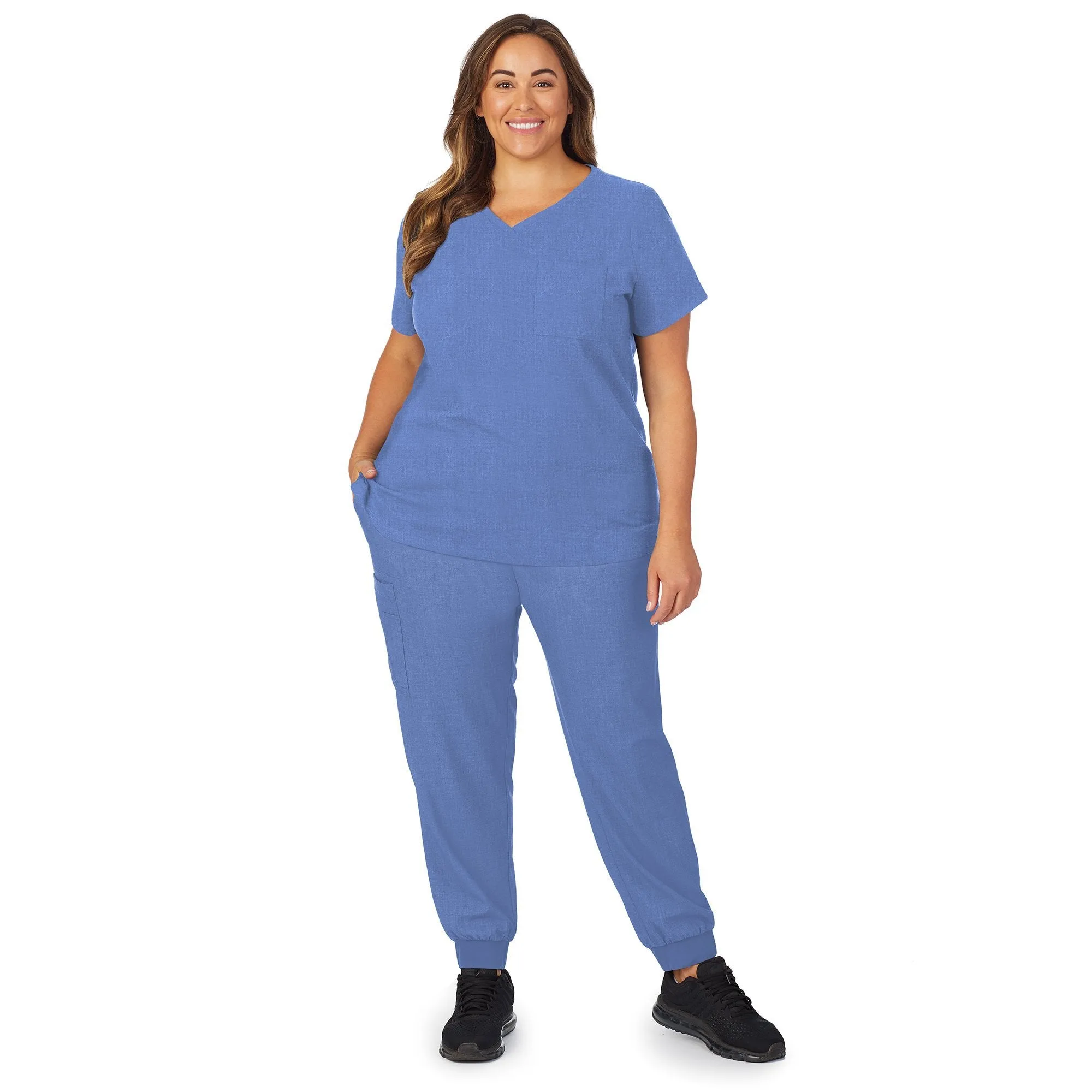 Womens Scrub V-Neck Top with Chest Pocket PLUS