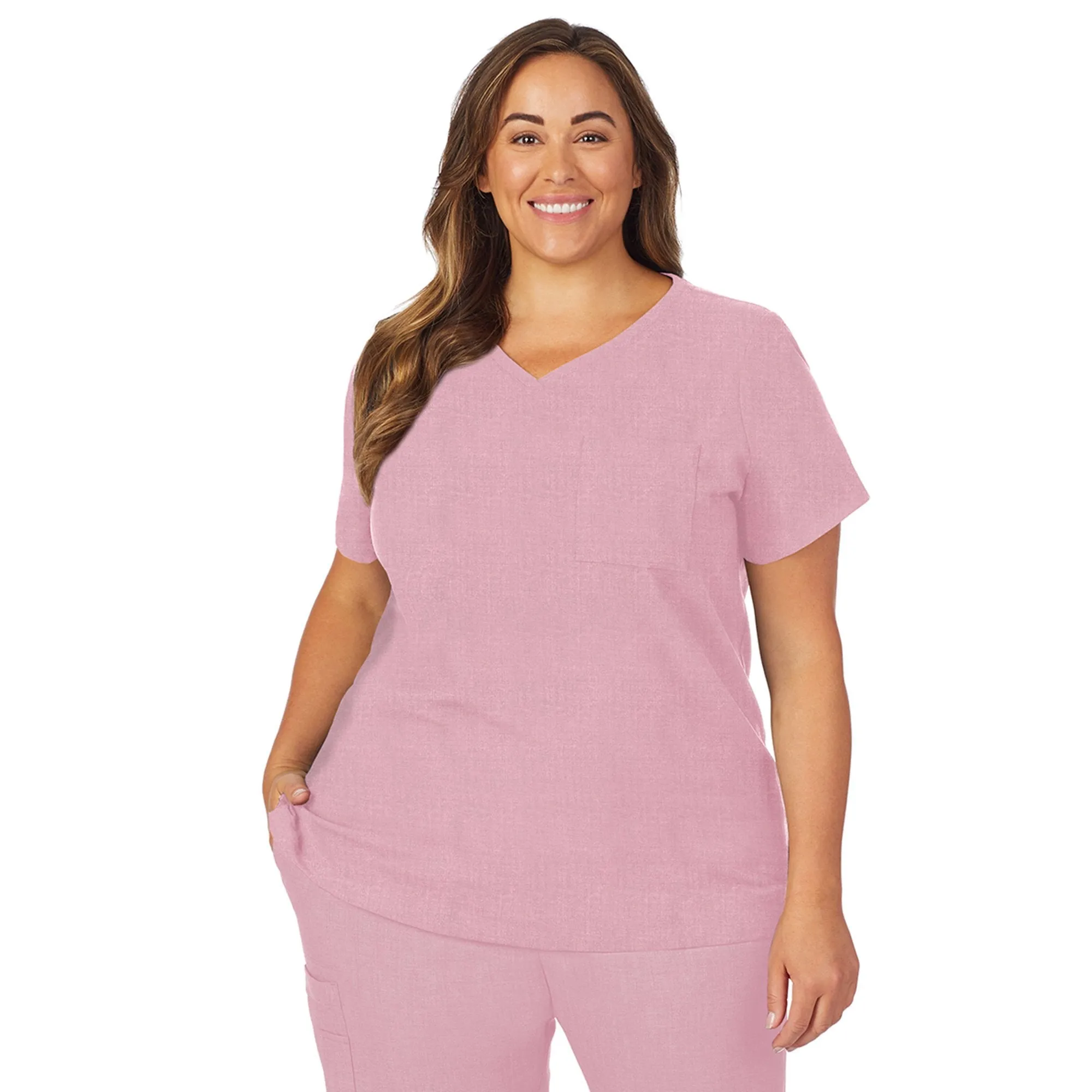 Womens Scrub V-Neck Top with Chest Pocket PLUS