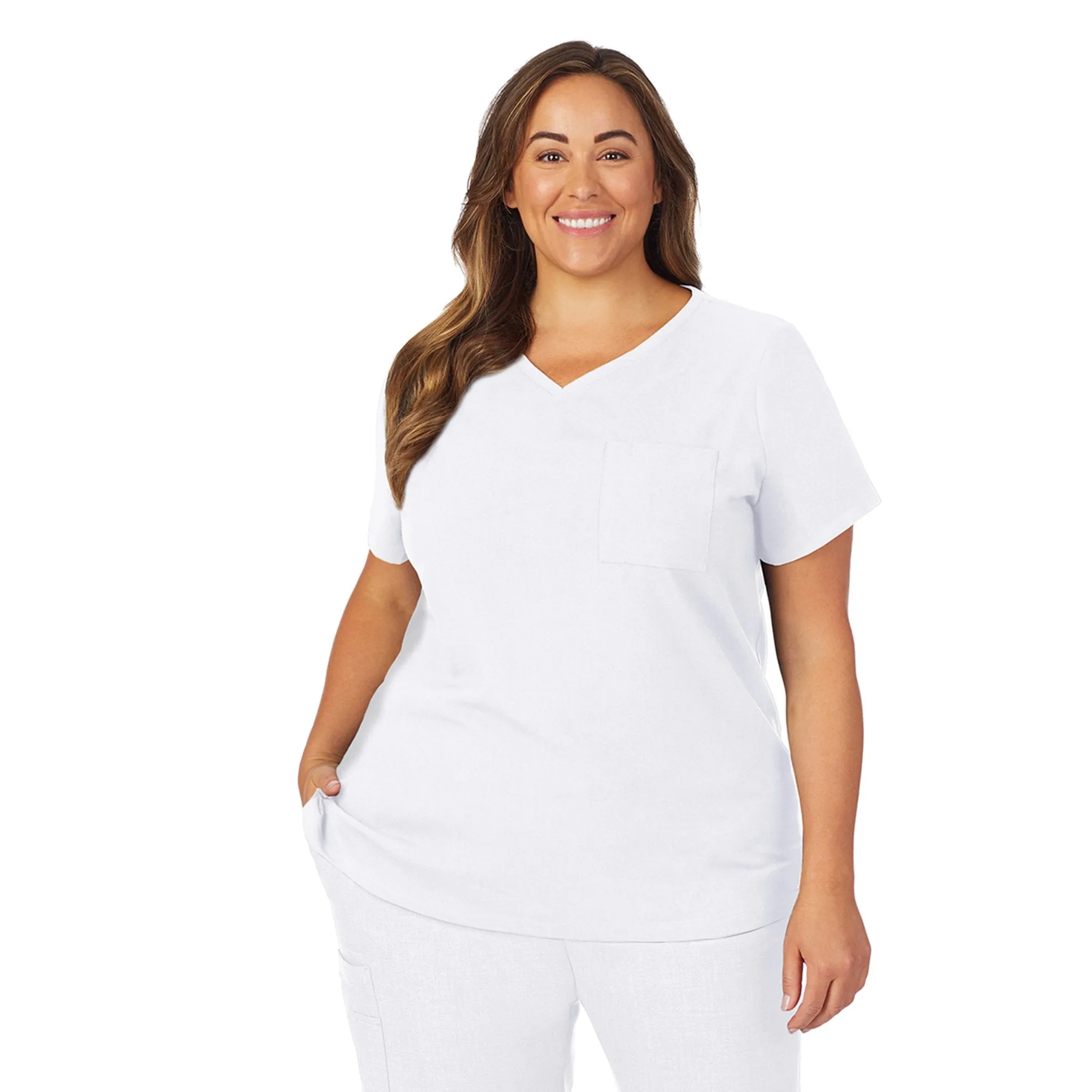 Womens Scrub V-Neck Top with Chest Pocket PLUS
