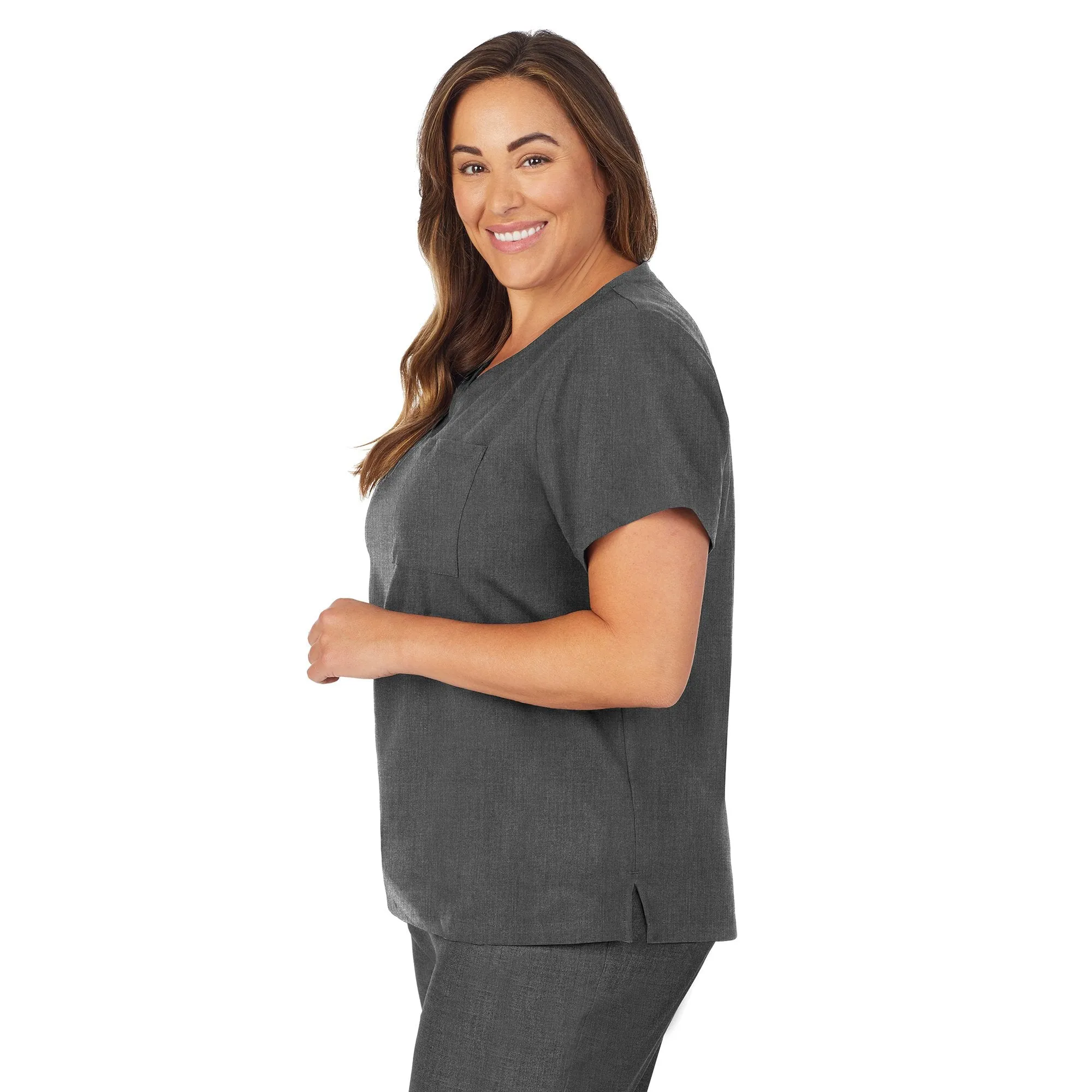 Womens Scrub V-Neck Top with Chest Pocket PLUS