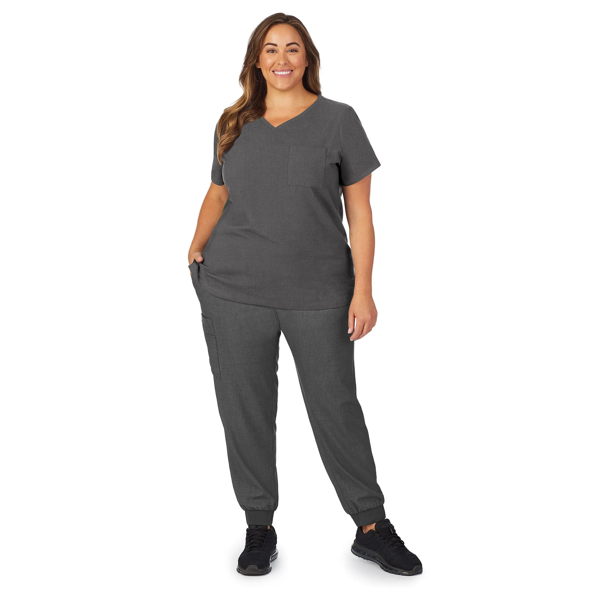 Womens Scrub V-Neck Top with Chest Pocket PLUS