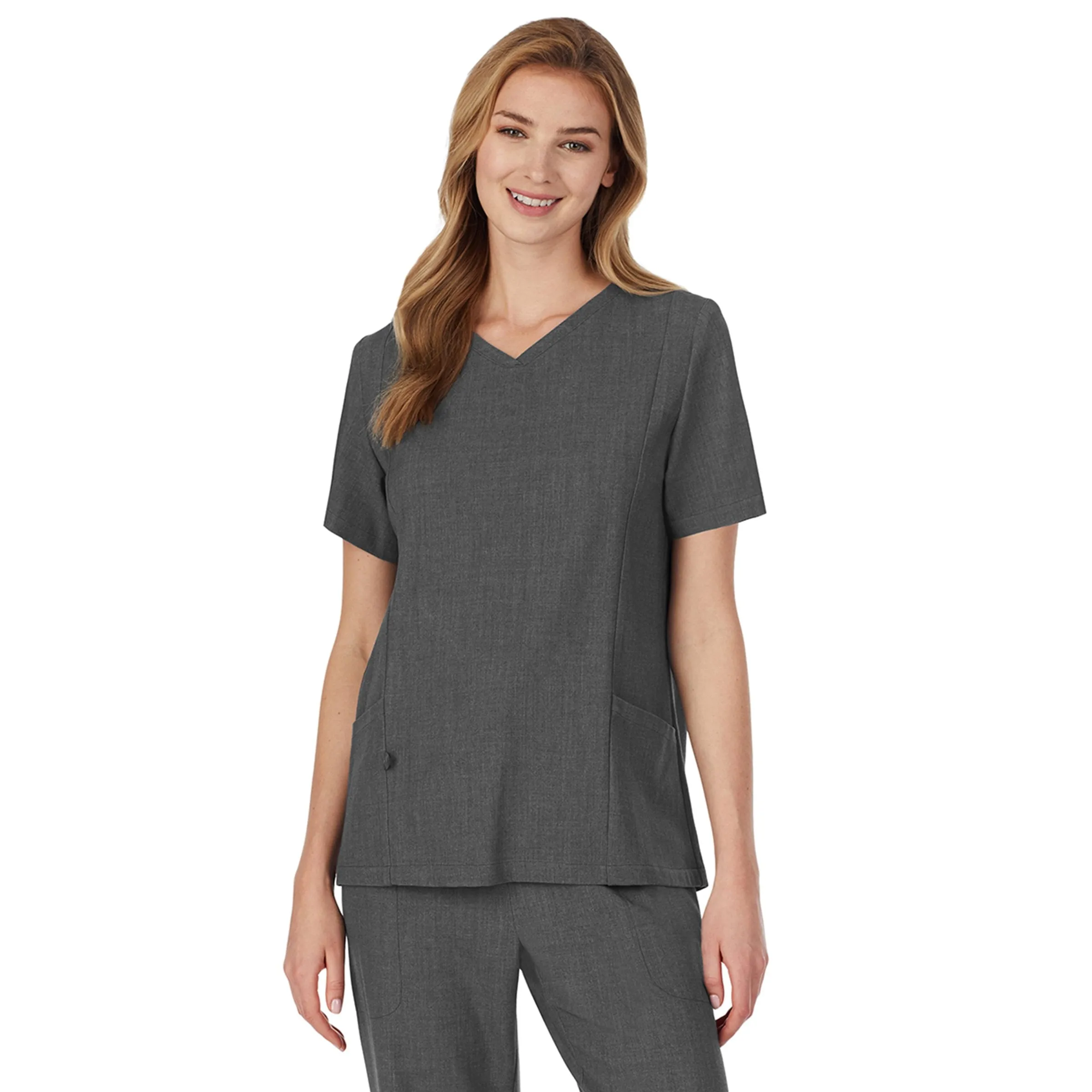 Womens Scrub V-Neck Top with Side Pockets