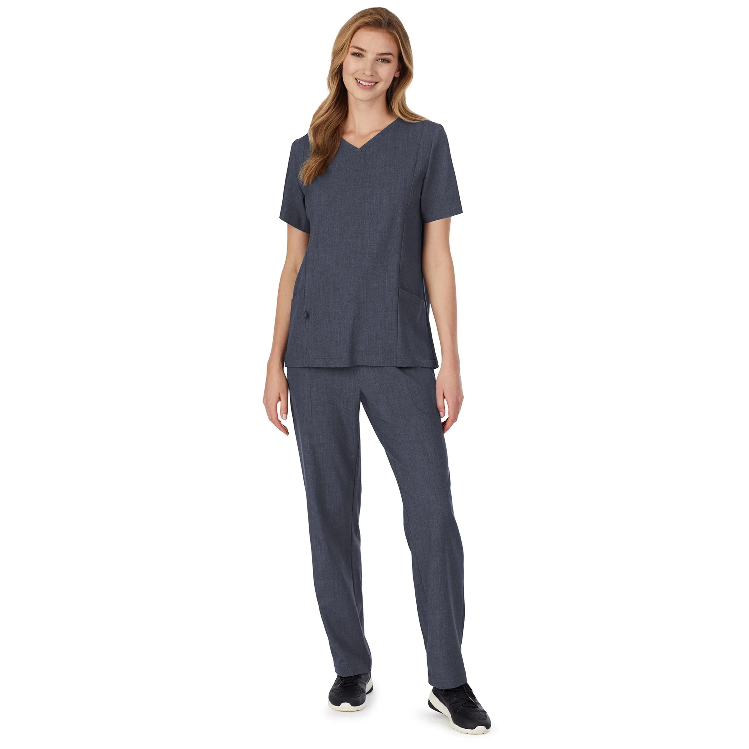 Womens Scrub V-Neck Top with Side Pockets