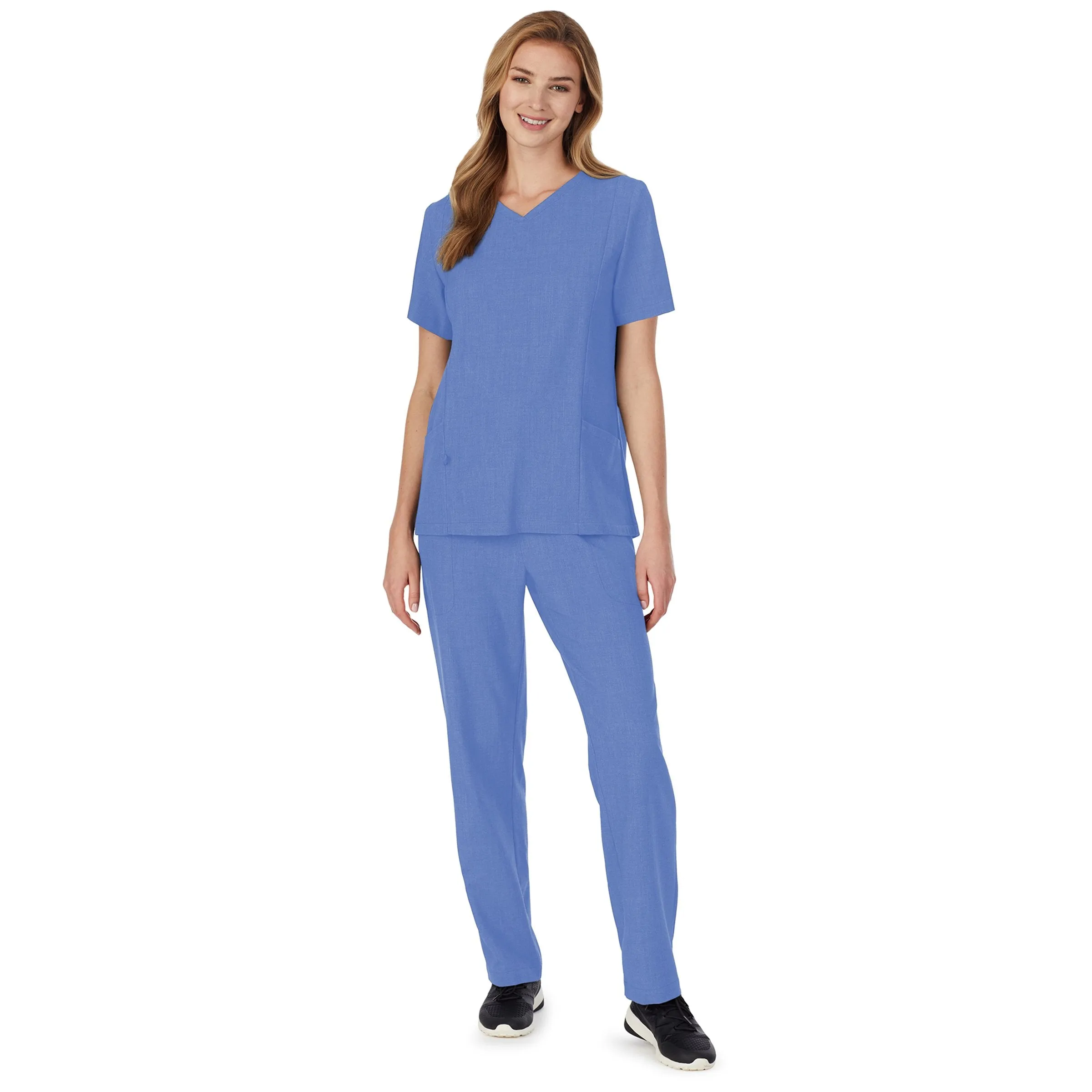 Womens Scrub V-Neck Top with Side Pockets