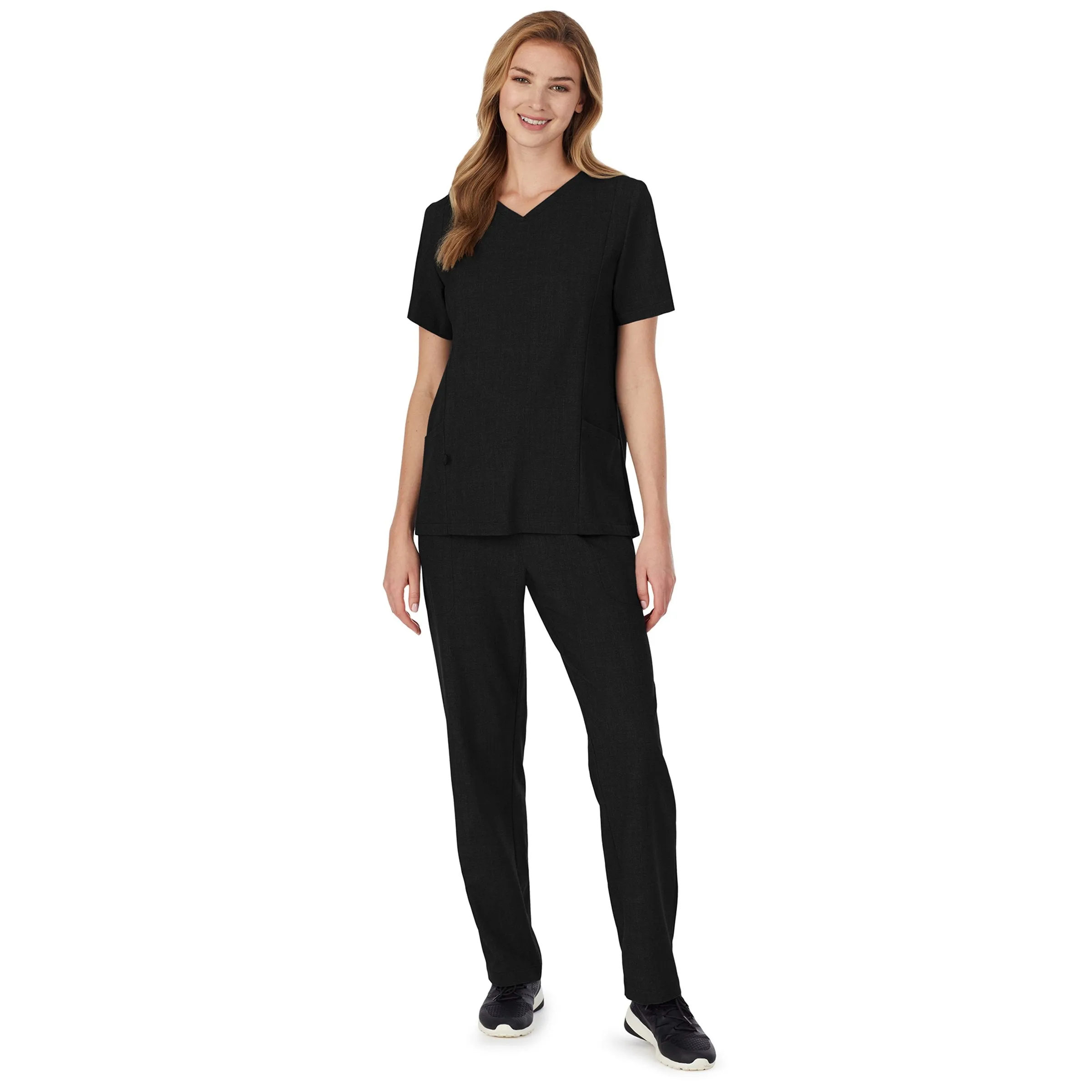 Womens Scrub V-Neck Top with Side Pockets