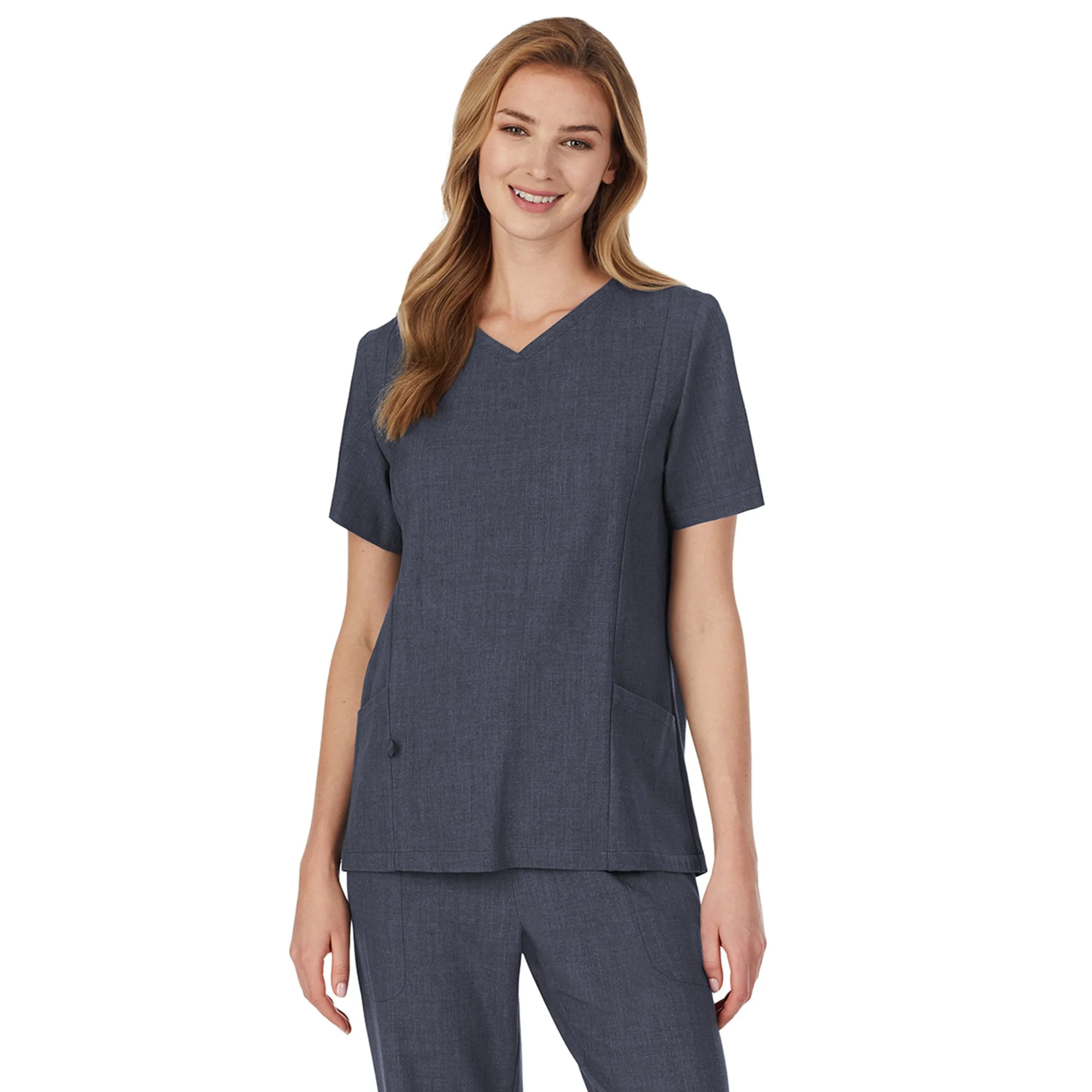 Womens Scrub V-Neck Top with Side Pockets