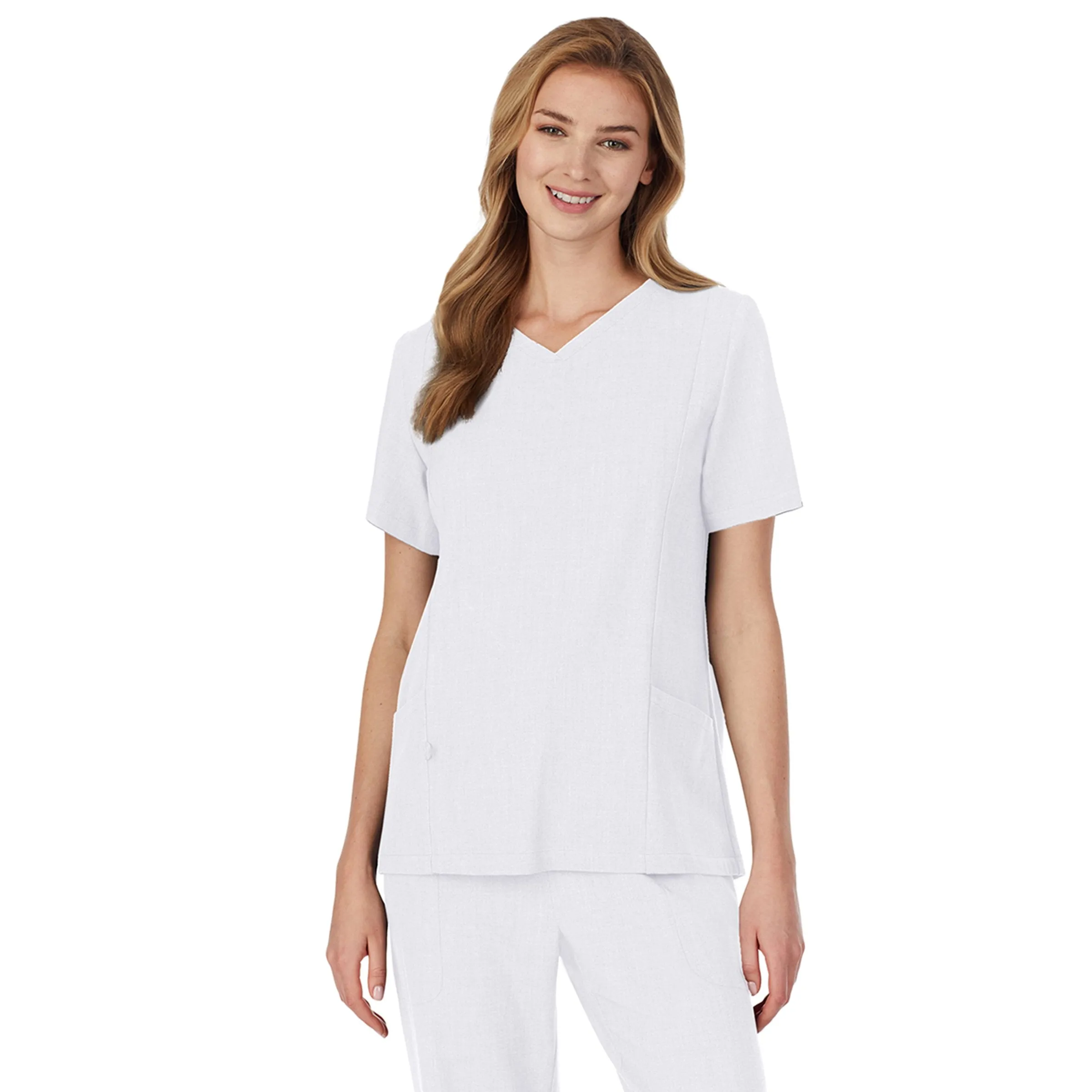 Womens Scrub V-Neck Top with Side Pockets