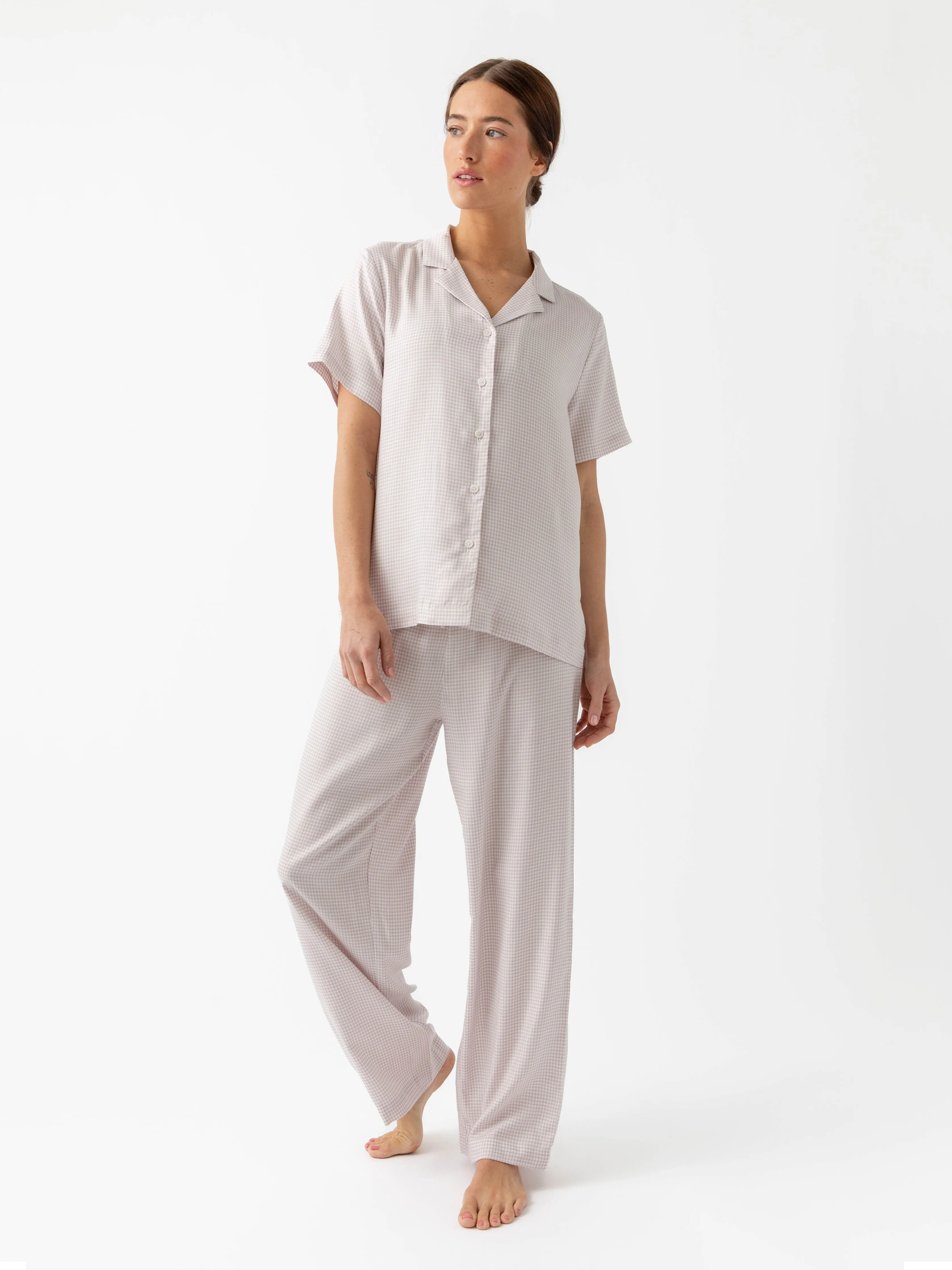 Women's Soft Woven Short Sleeve Pajama Set