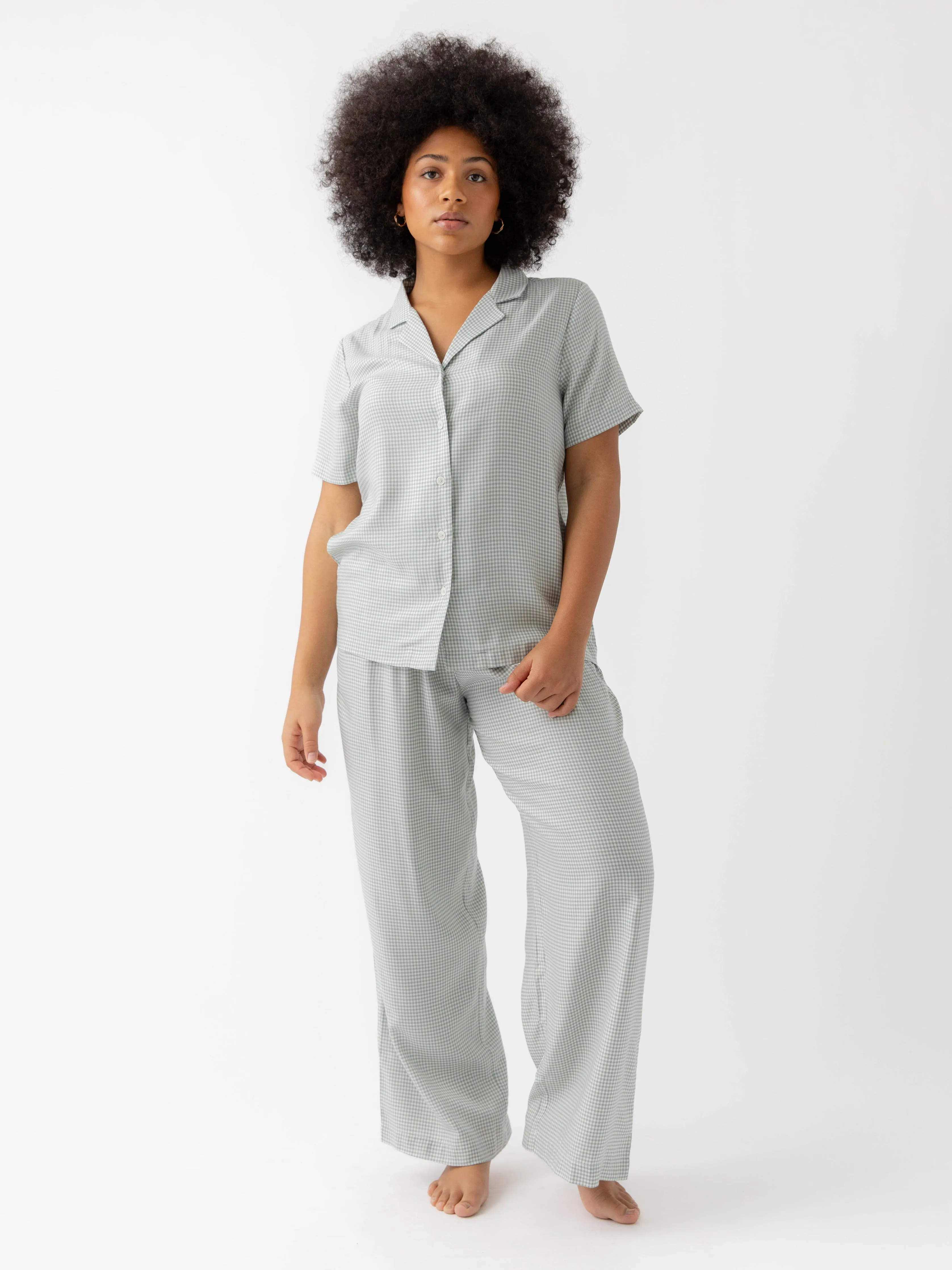 Women's Soft Woven Short Sleeve Pajama Set