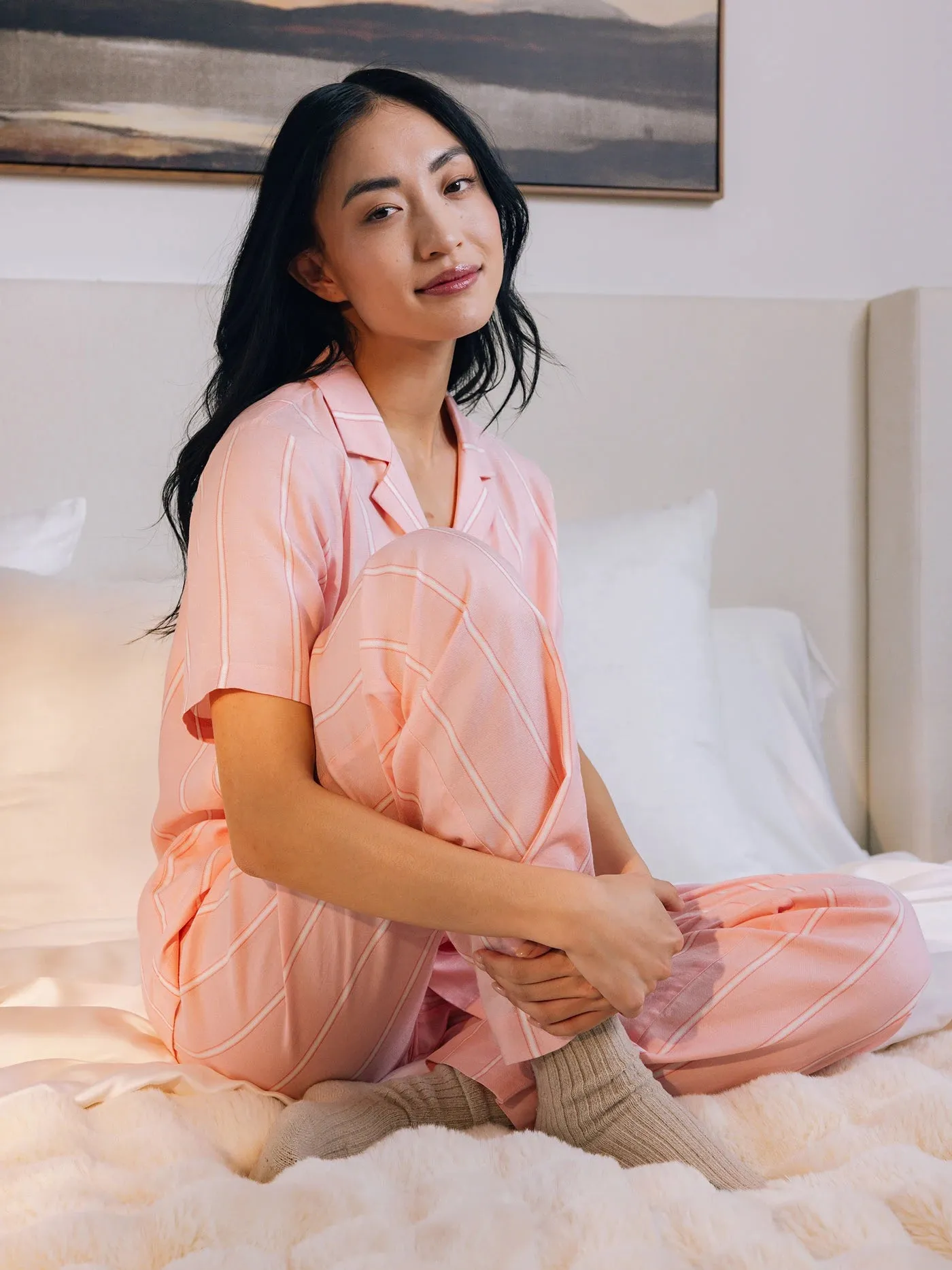 Women's Soft Woven Short Sleeve Pajama Set