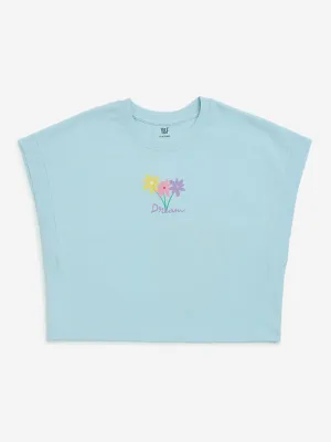 Y&F Kids Blue Floral Pattern Cotton Top